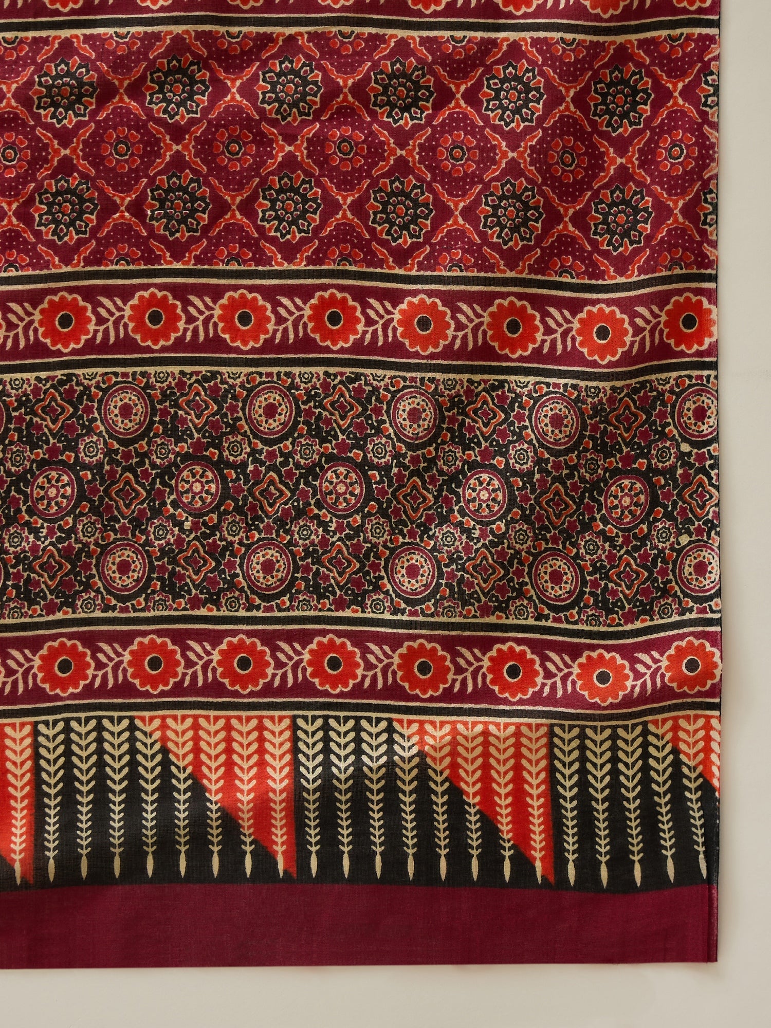 Maroon Pasapali Block Saree