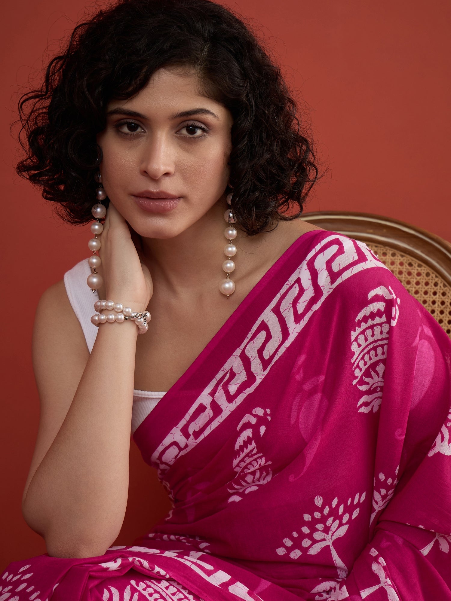 Pink Paisley Motif Saree