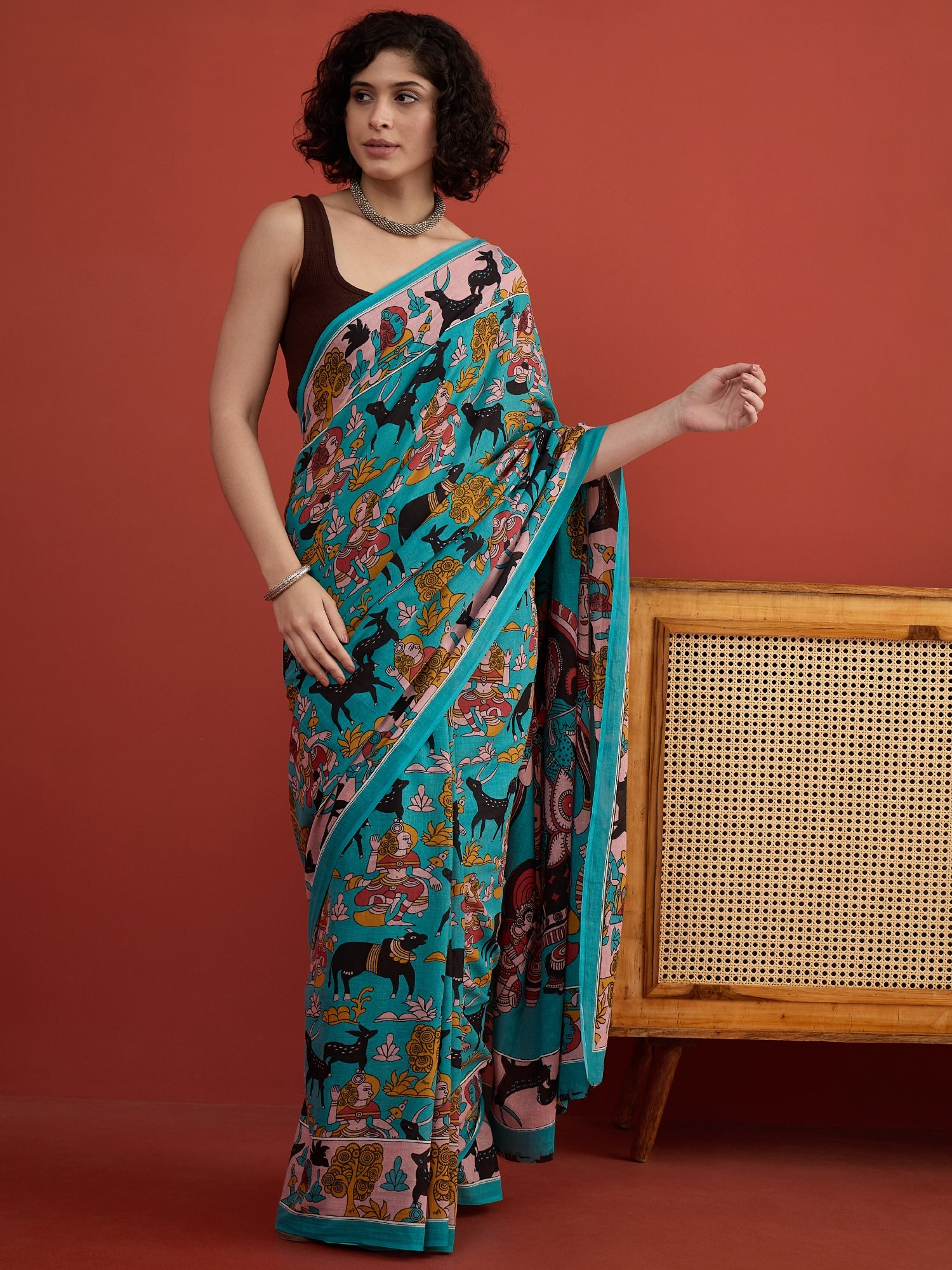 Blue Kalamkari Storytelling Saree