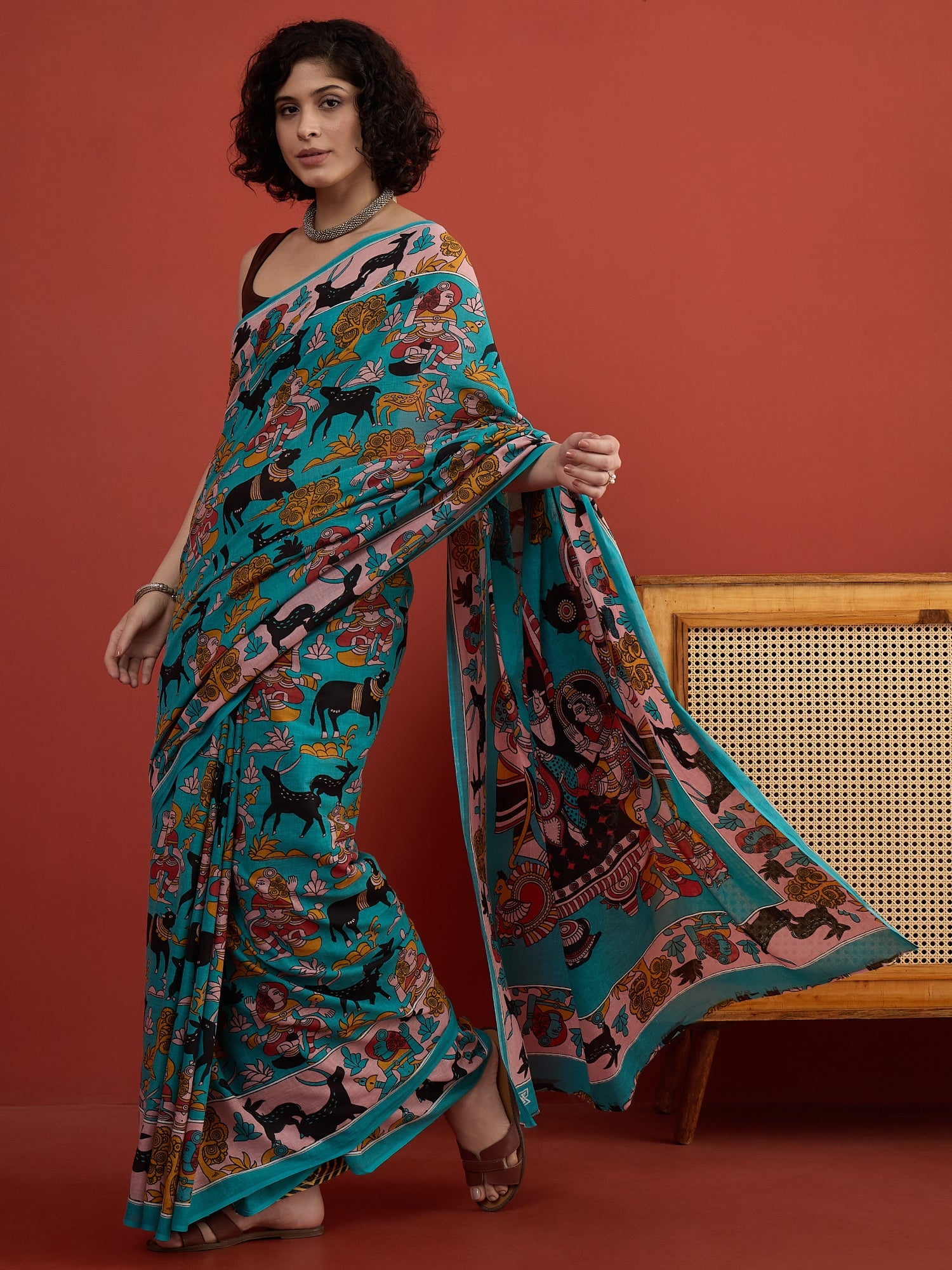 Blue Kalamkari Storytelling Saree