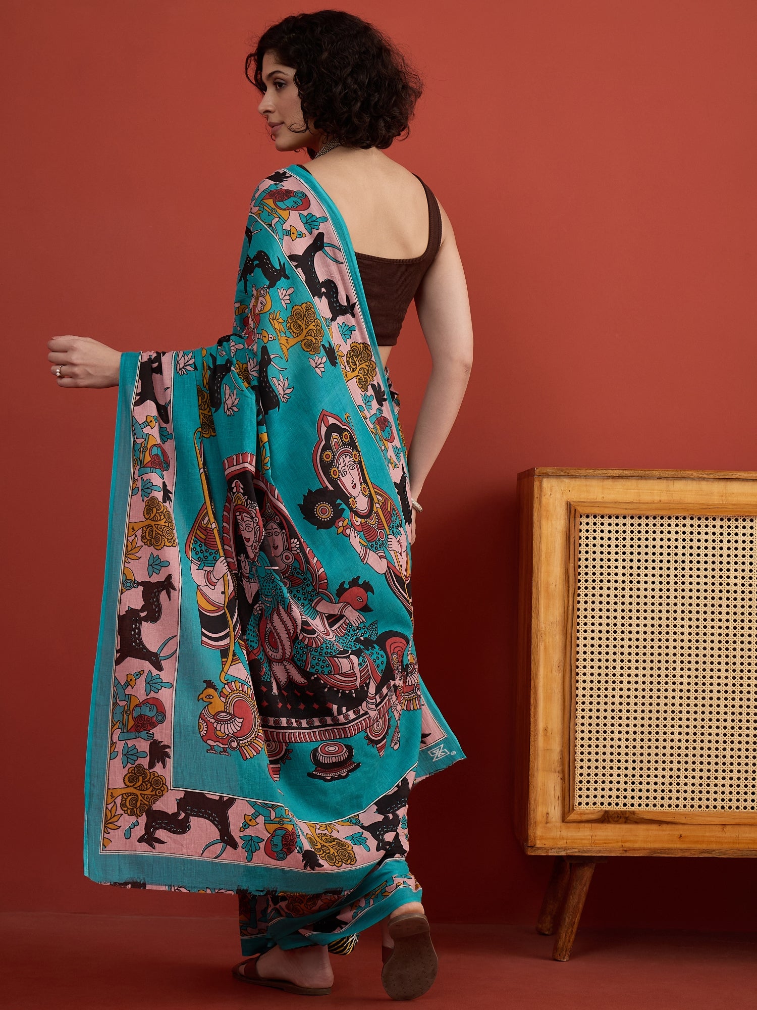 Blue Kalamkari Storytelling Saree