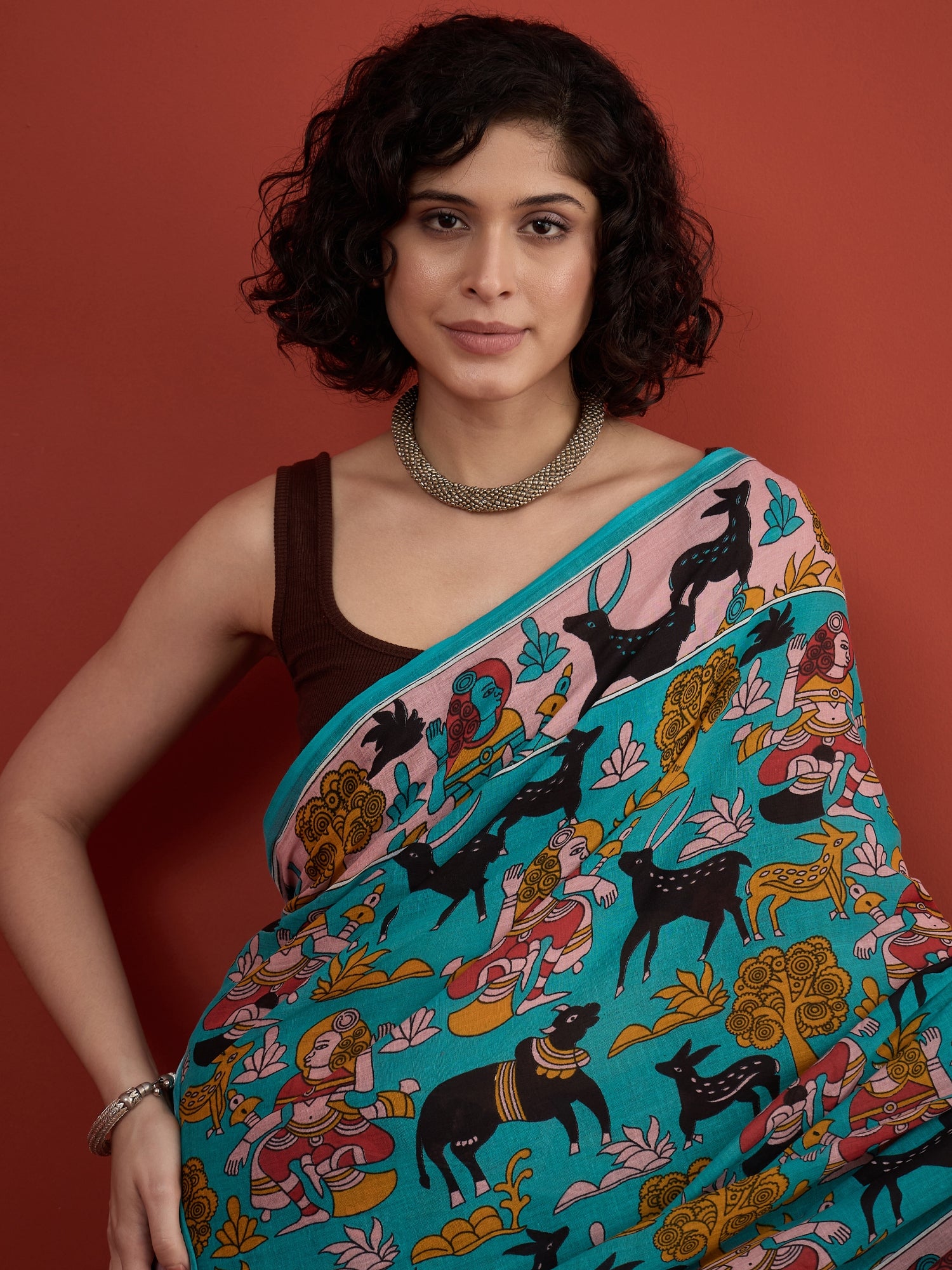 Blue Kalamkari Storytelling Saree