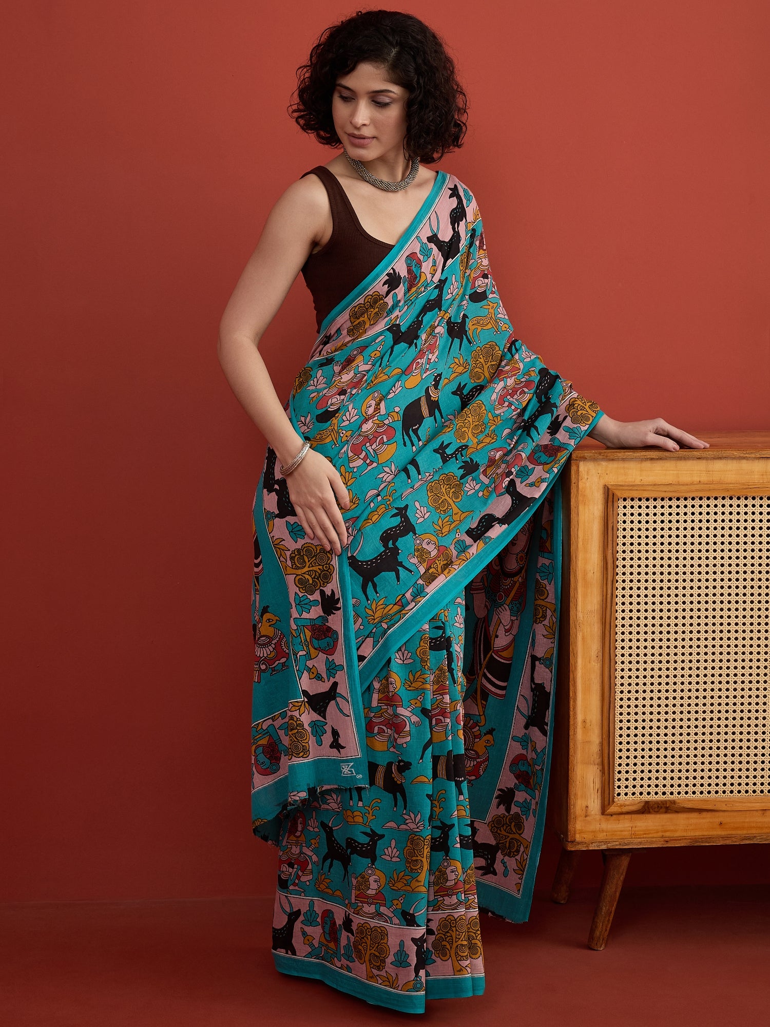 Blue Kalamkari Storytelling Saree