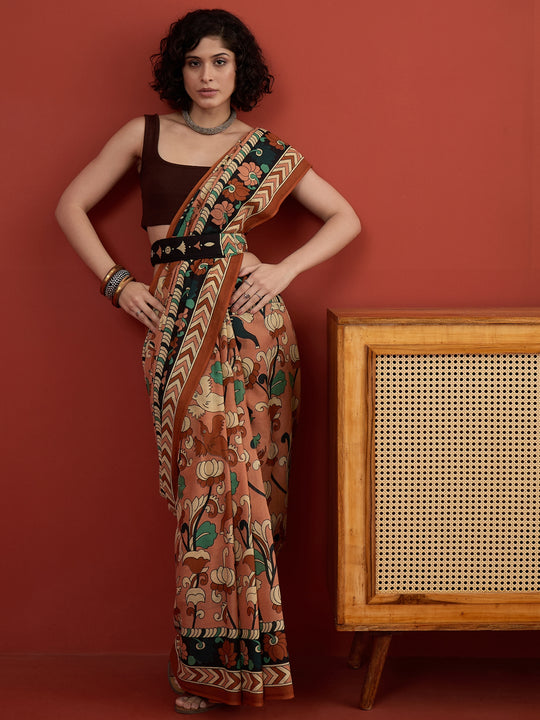 Corel Pen Kalamkari Saree