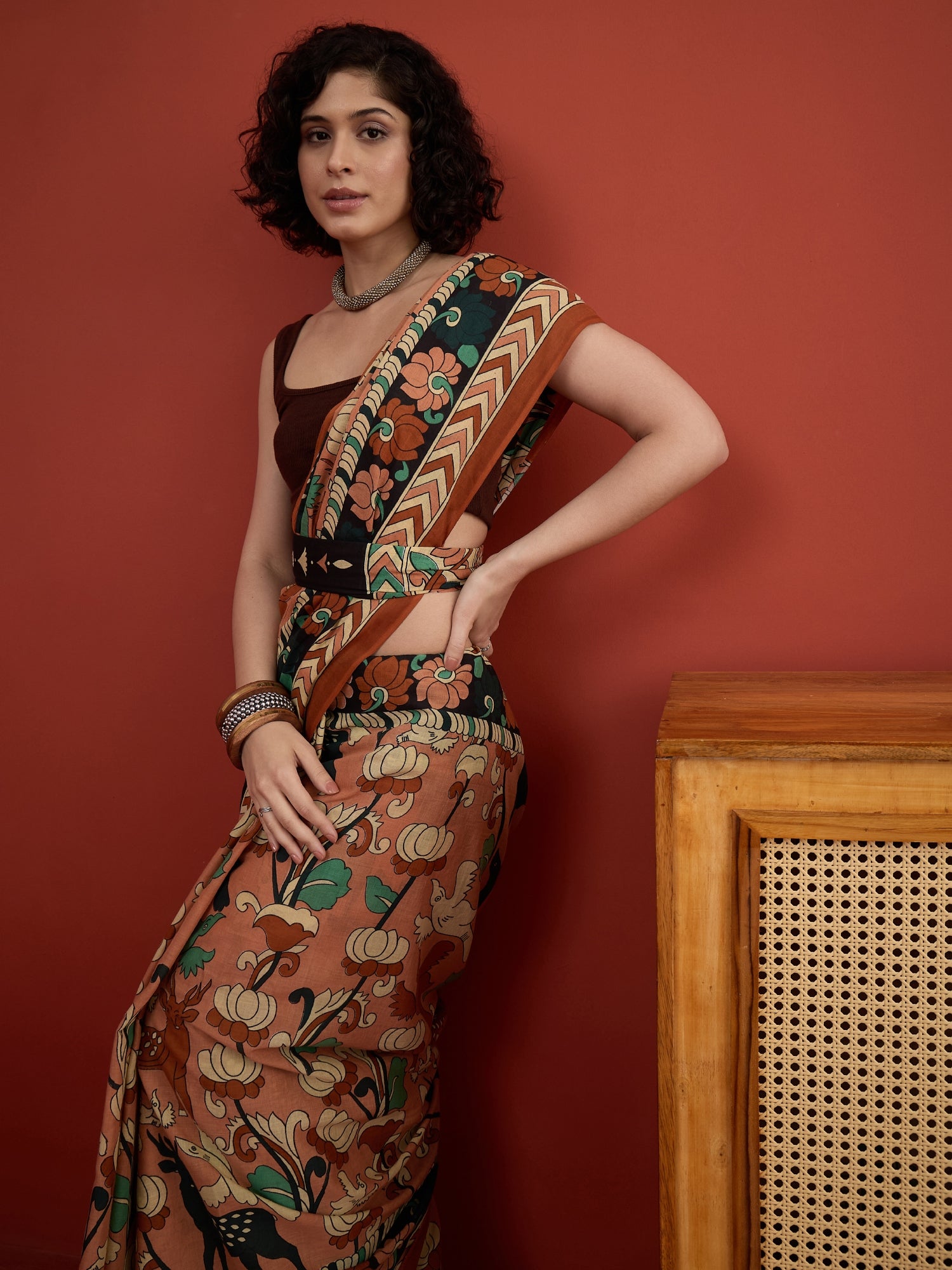 Corel Pen Kalamkari Saree