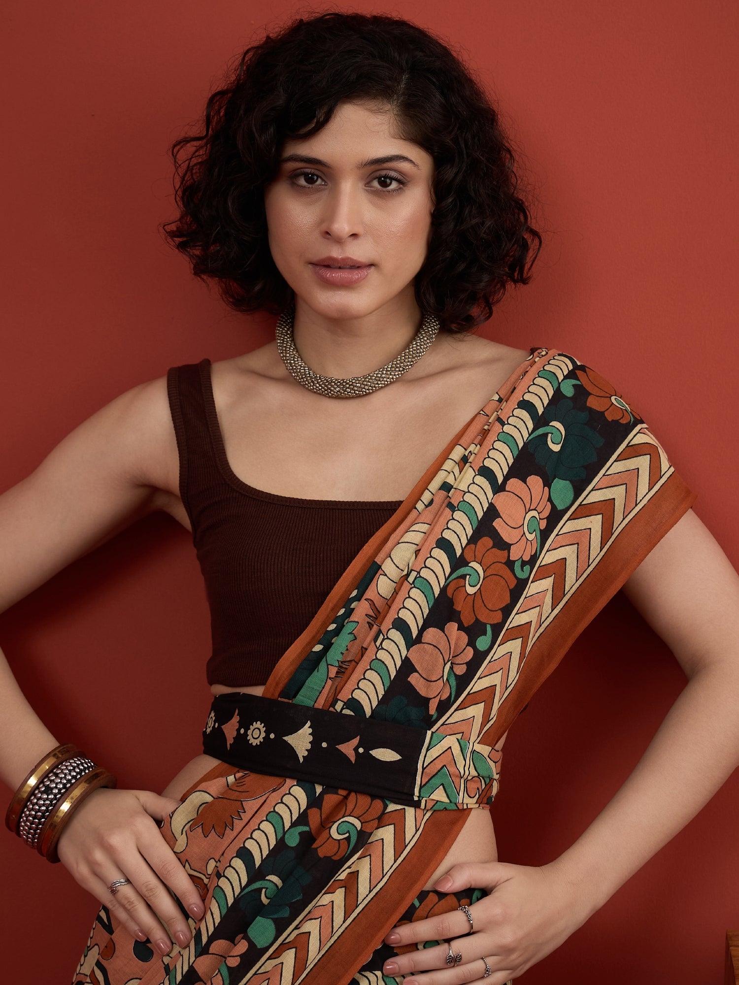 Corel Pen Kalamkari Saree