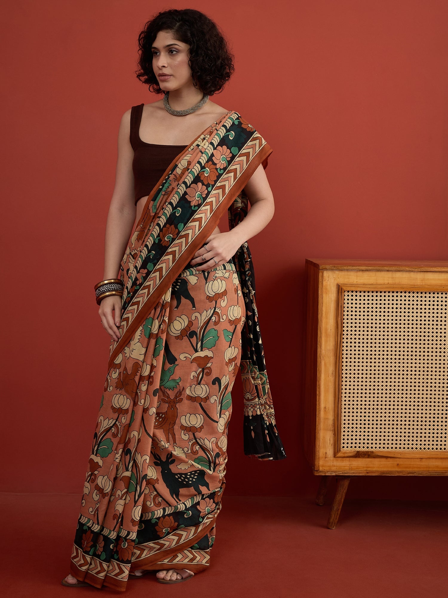 Corel Pen Kalamkari Saree