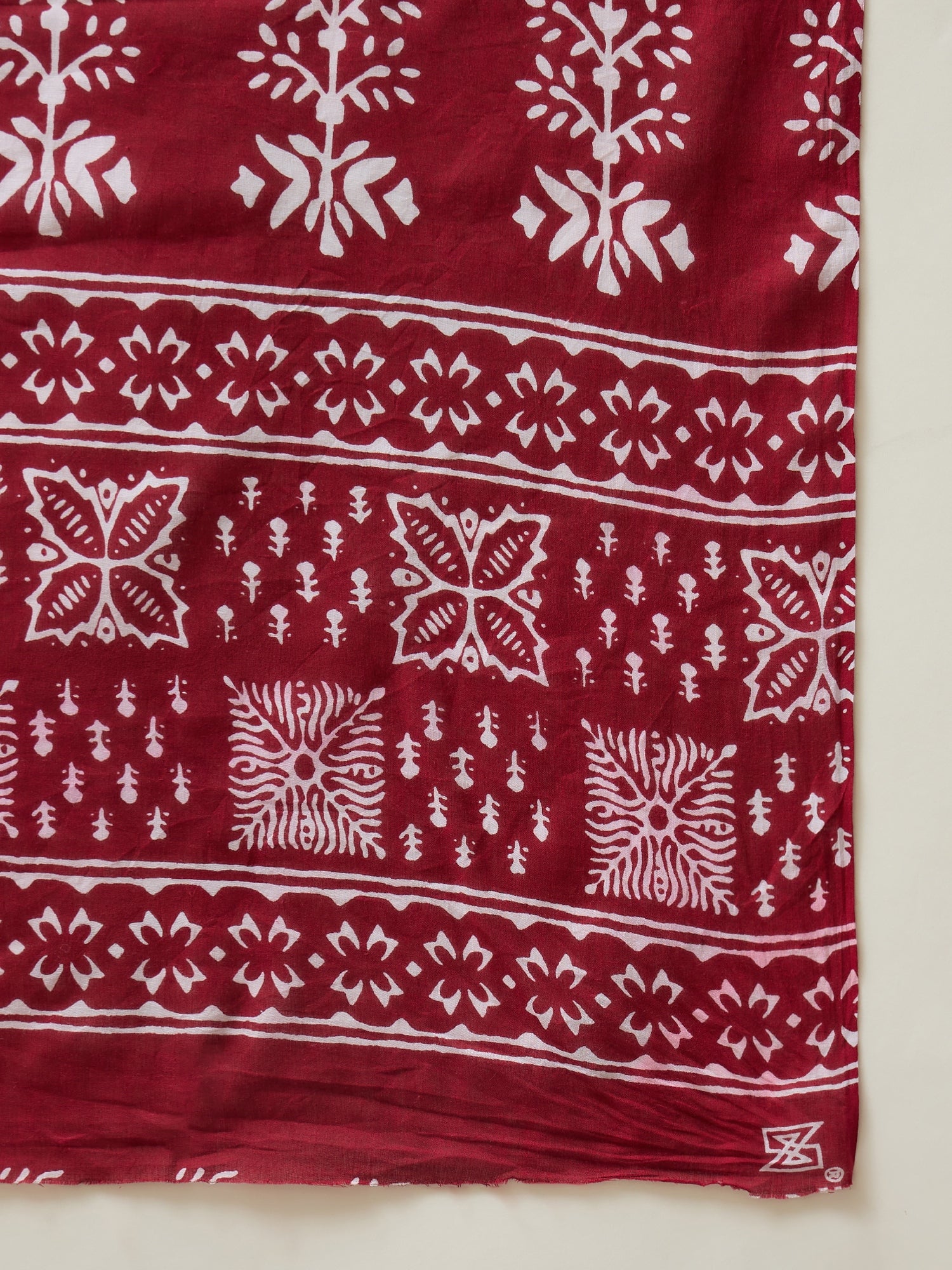 Maroon Leaf Motif Saree