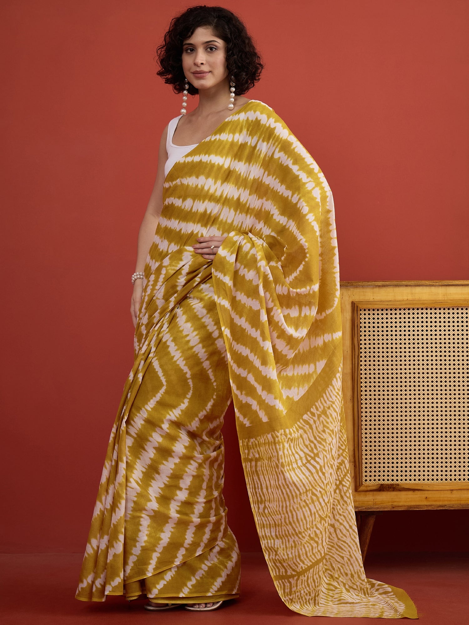 Dark Yellow Tie & Die Saree
