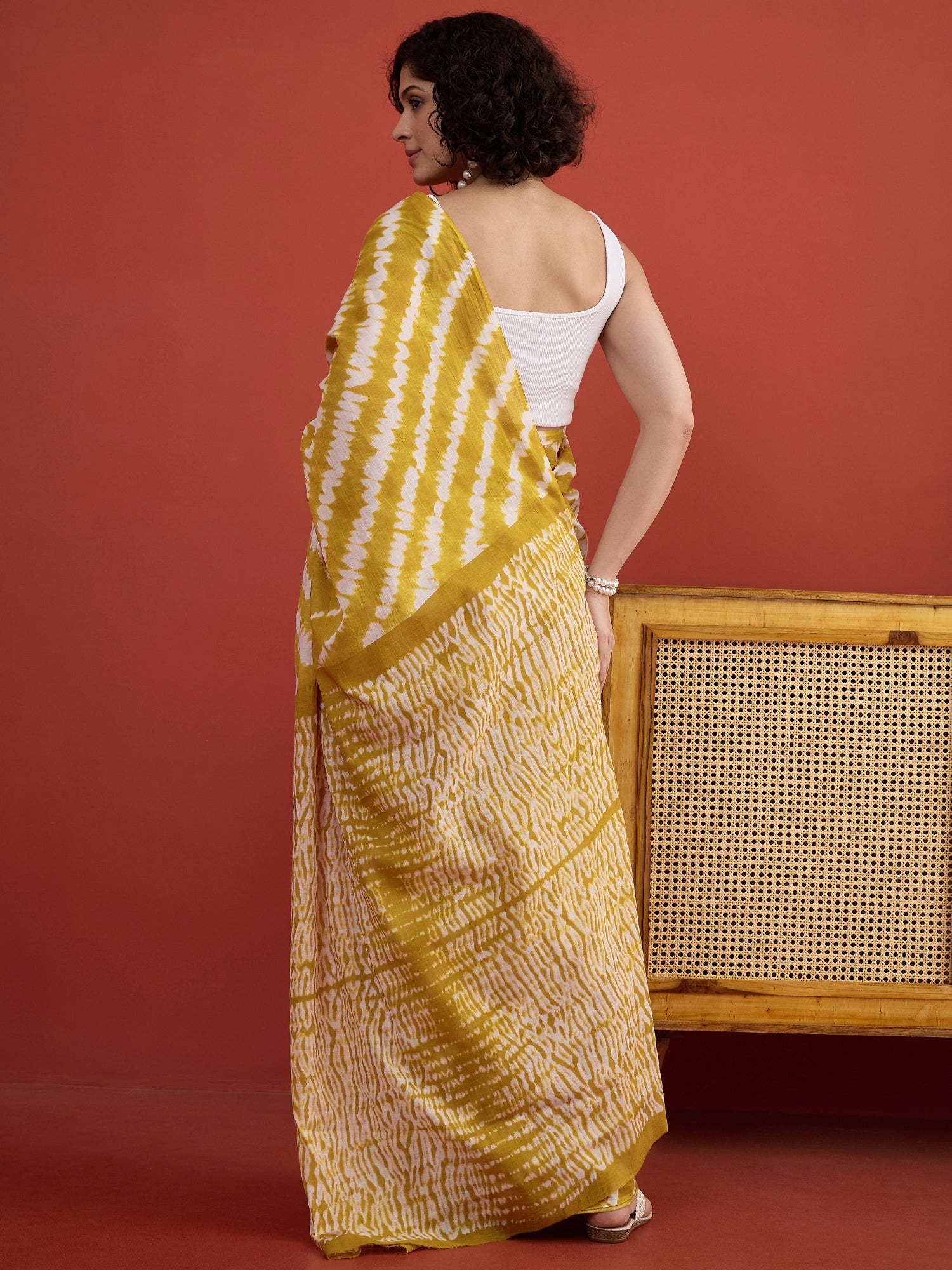 Dark Yellow Tie & Die Saree
