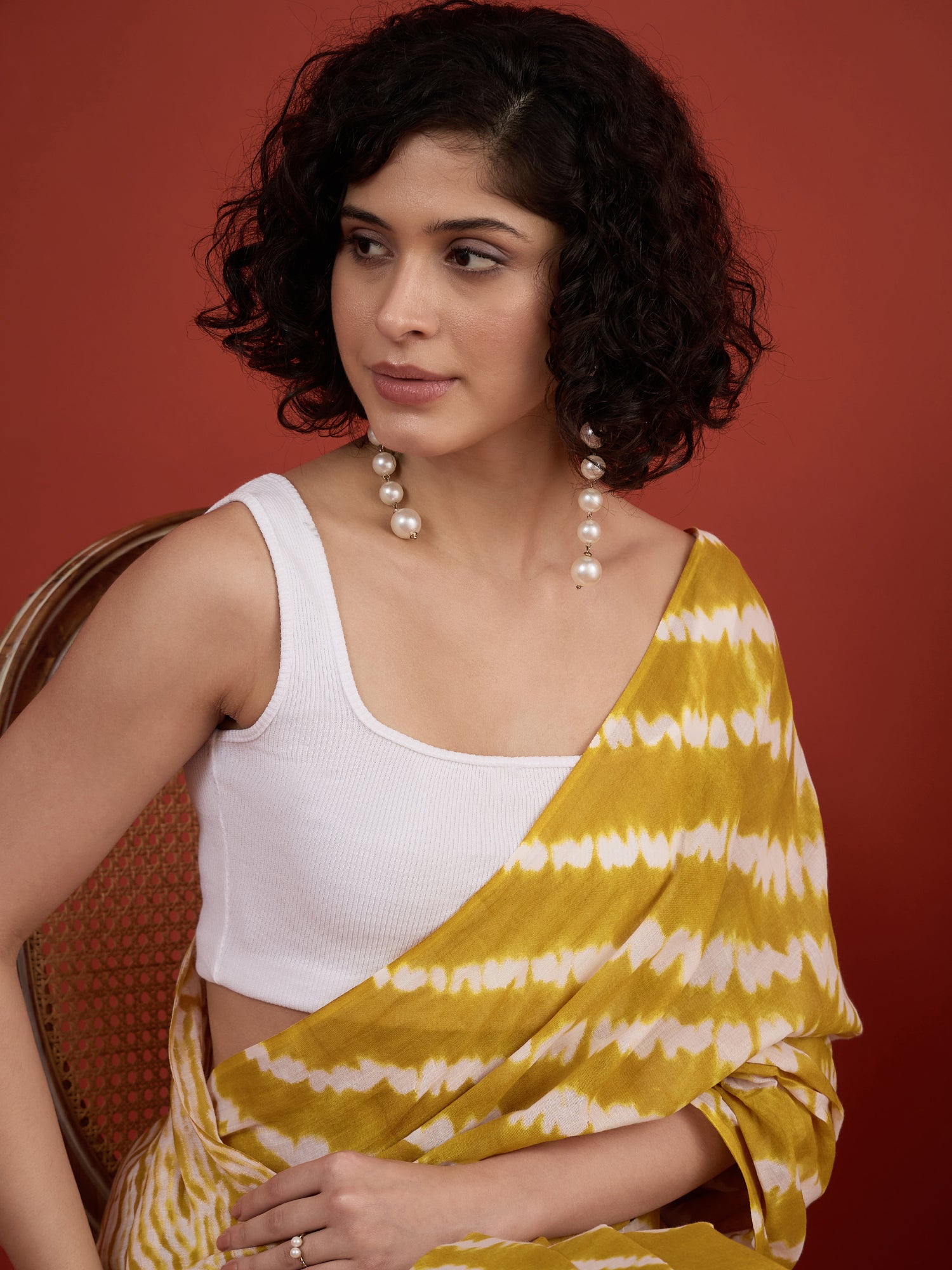 Dark Yellow Tie & Die Saree