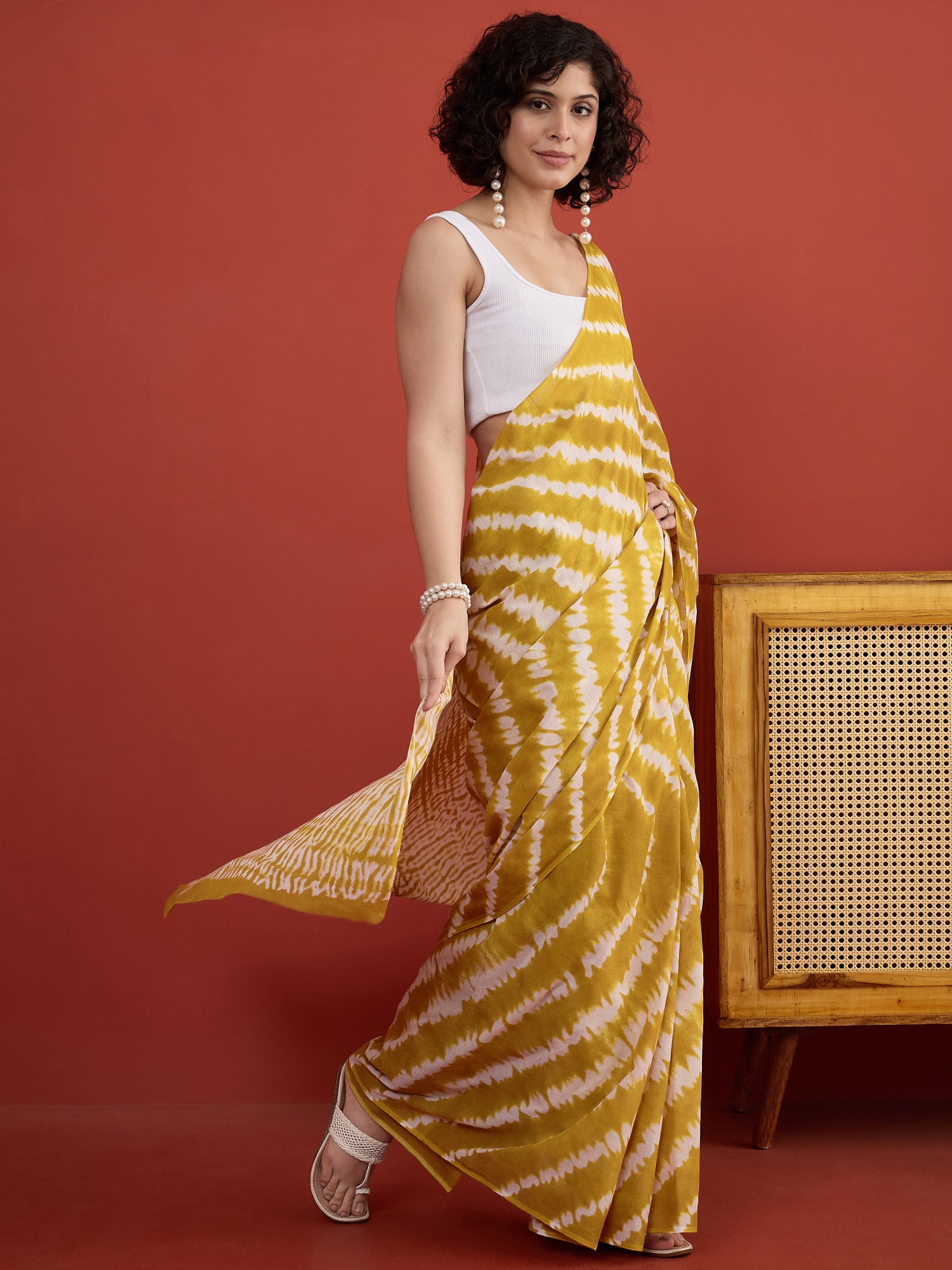 Dark Yellow Tie & Die Saree