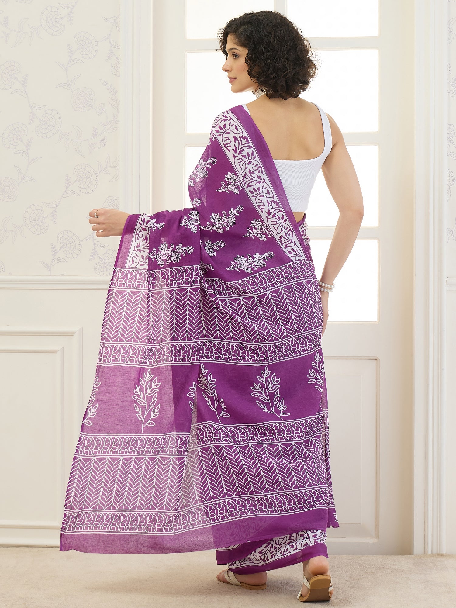 Purple Floral Boota Saree