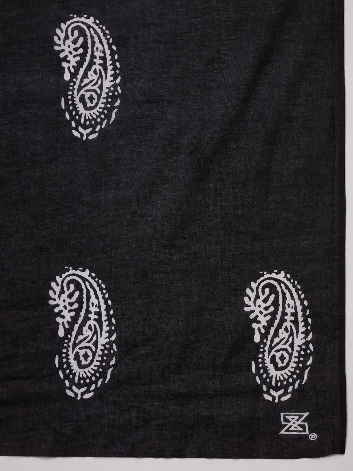 Black Base White Print Saree