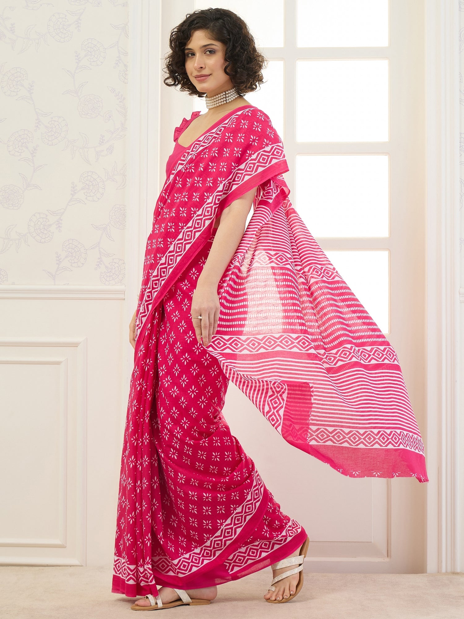 Pink Small Motif Saree