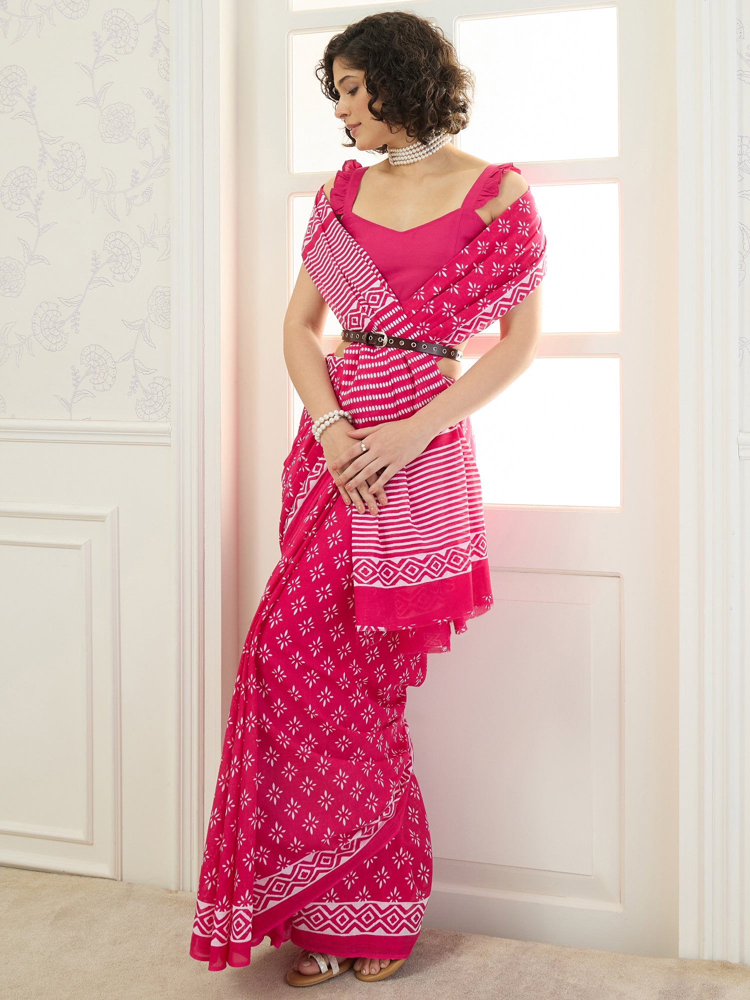 Pink Small Motif Saree