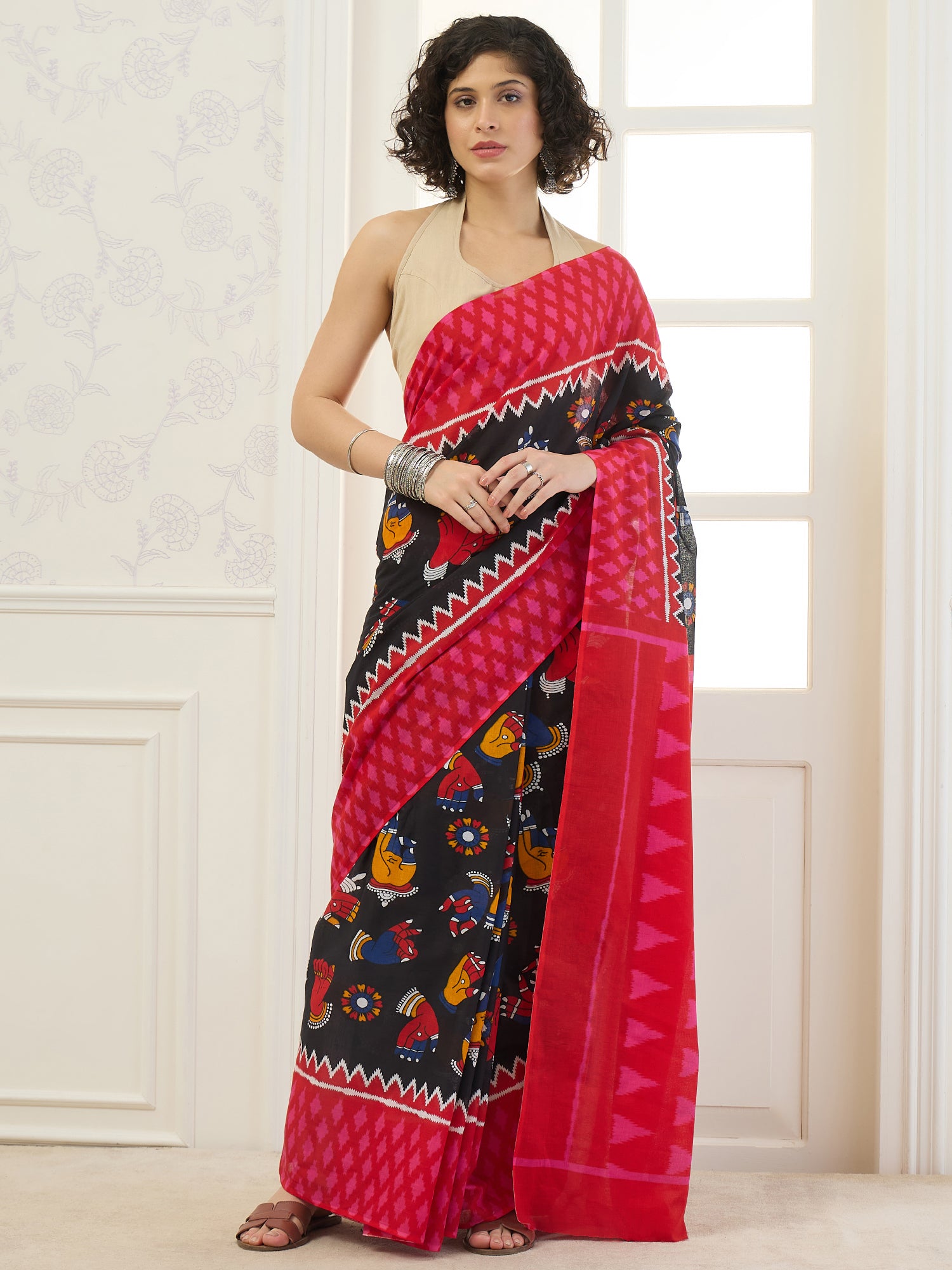 Black Hasta Mudra Saree