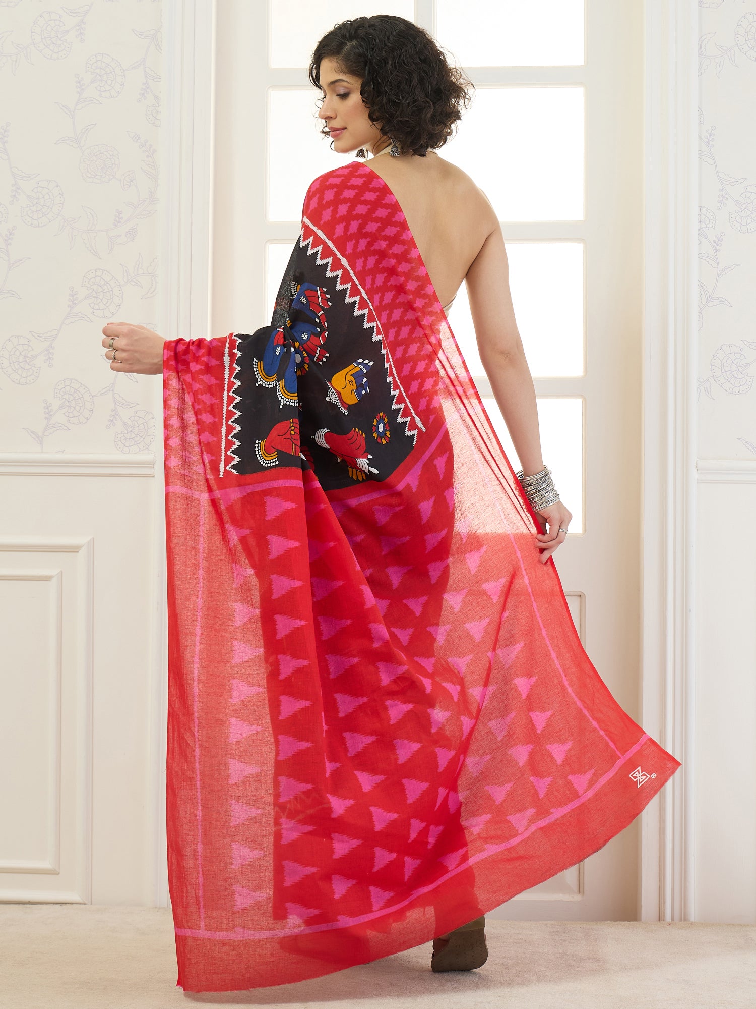 Black Hasta Mudra Saree