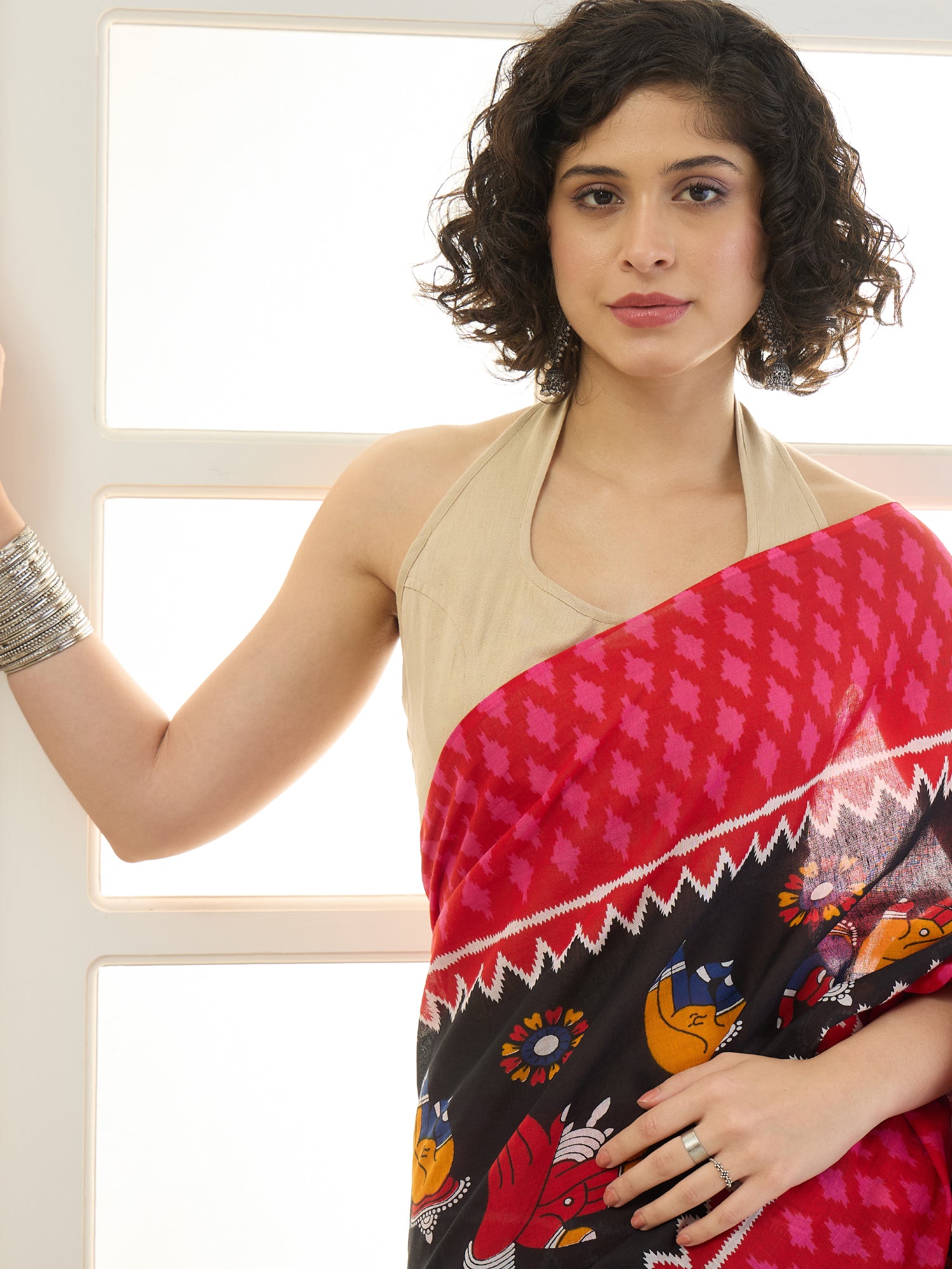 Black Hasta Mudra Saree