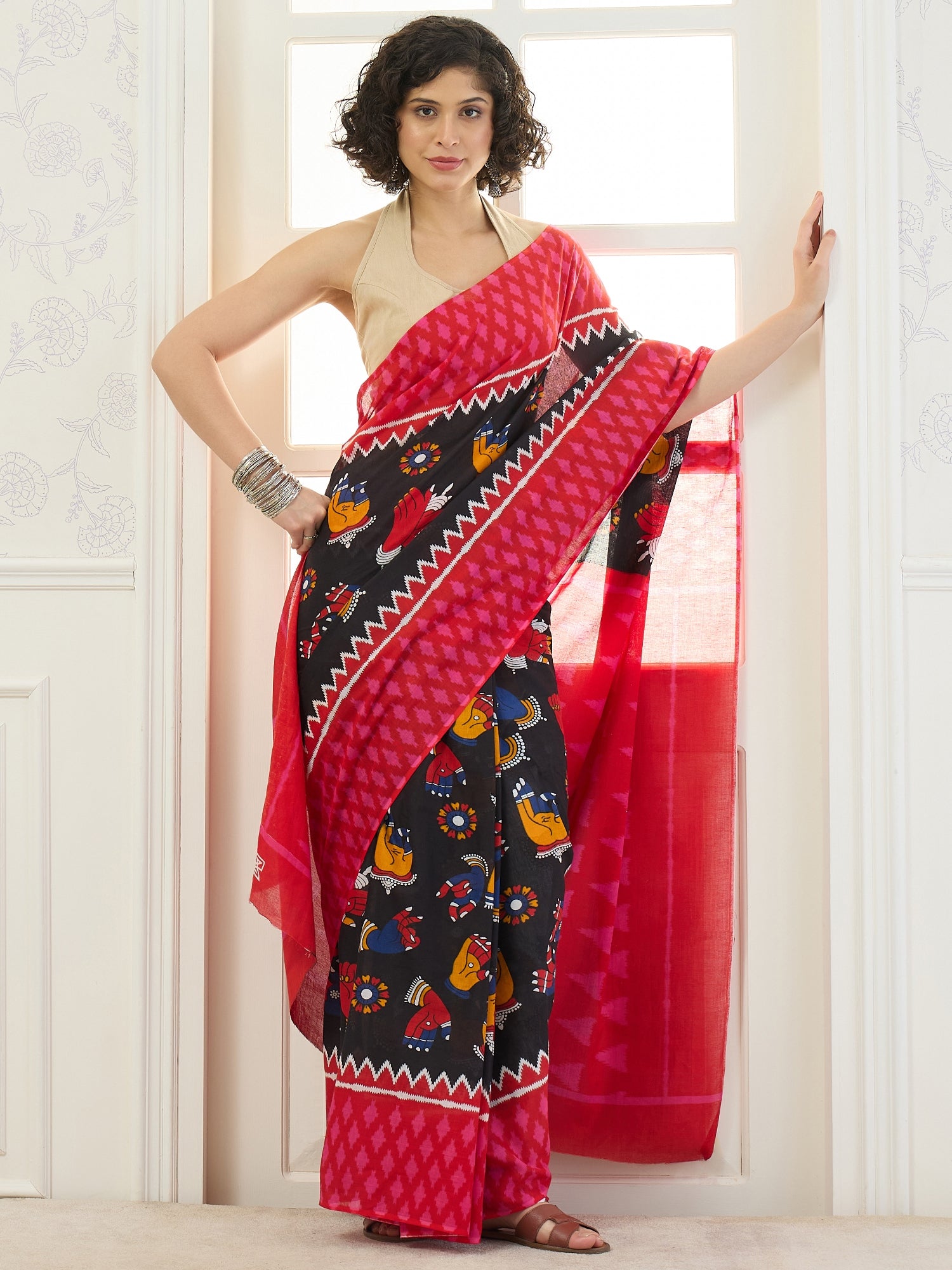 Black Hasta Mudra Saree