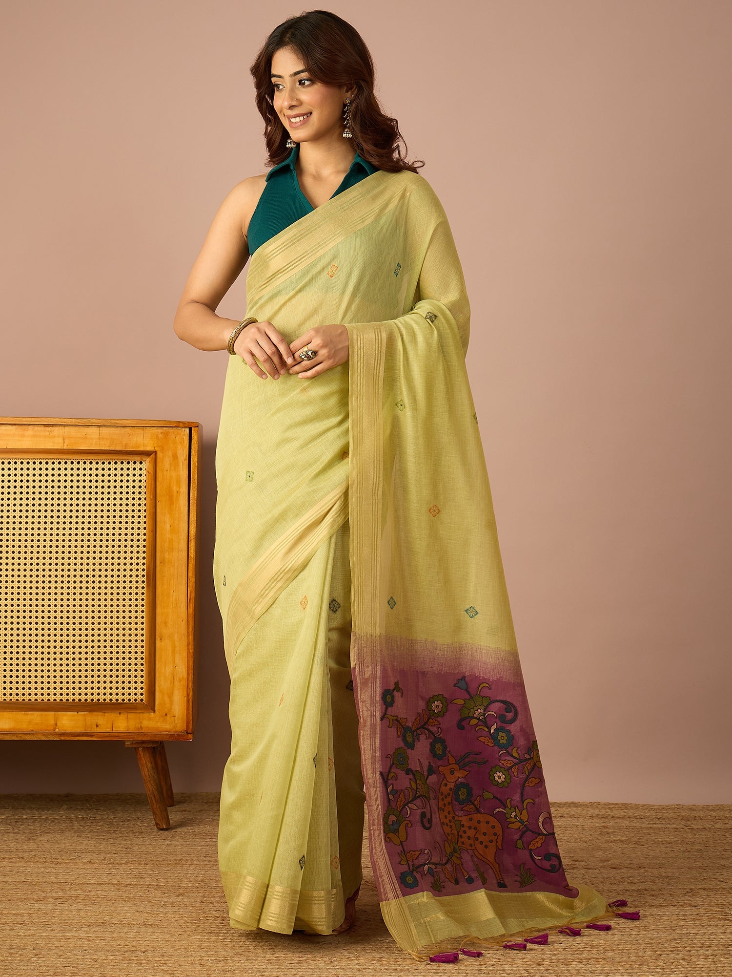 Green Kalamkari Saree