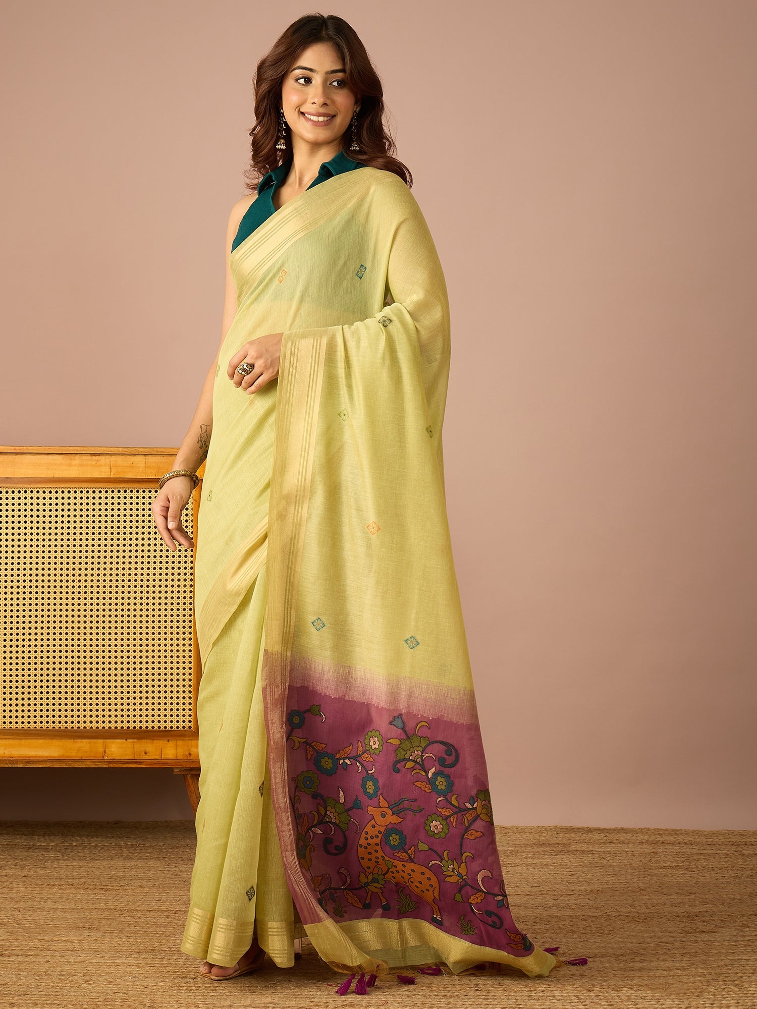 Green Kalamkari Saree
