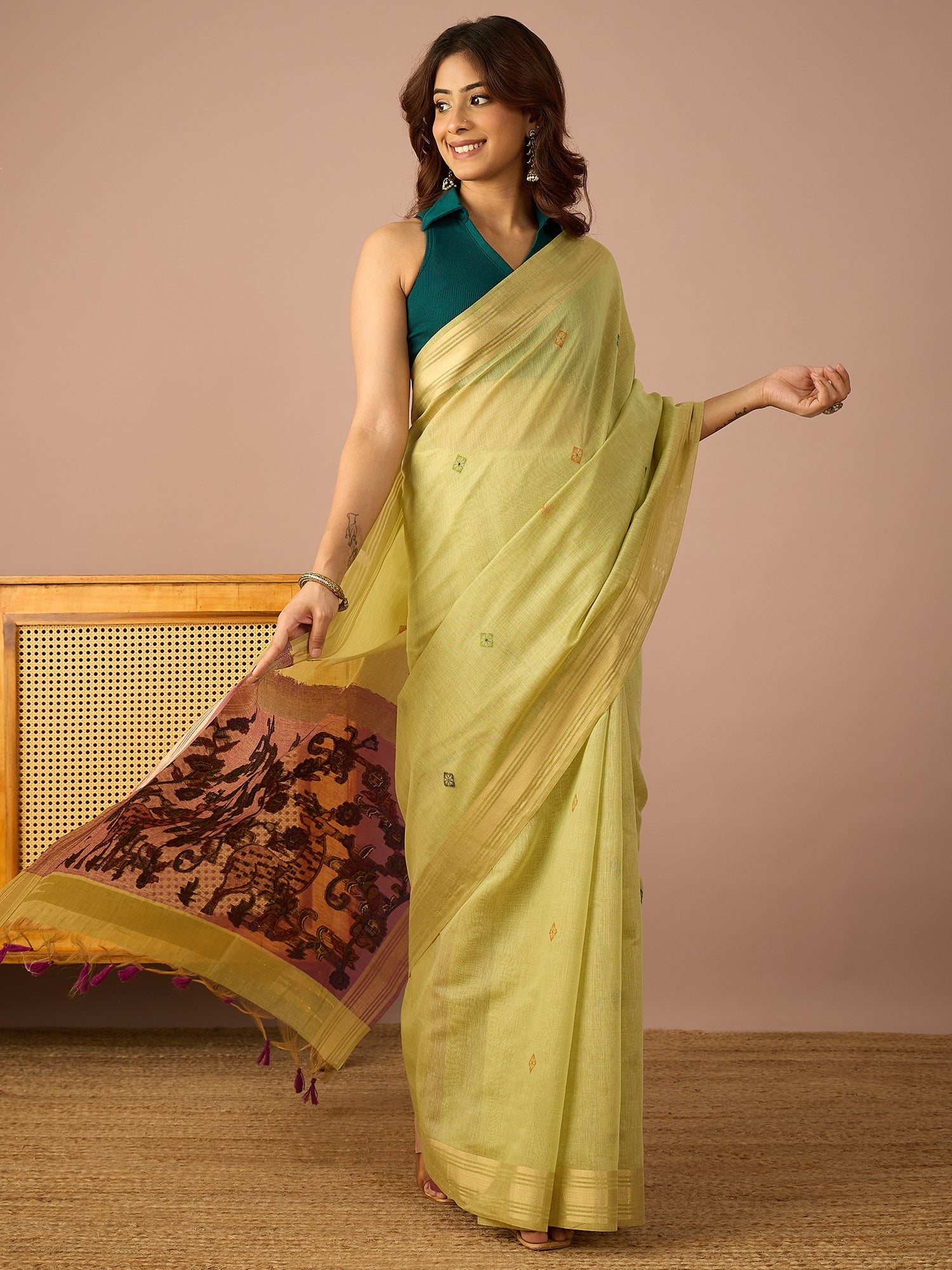 Green Kalamkari Saree