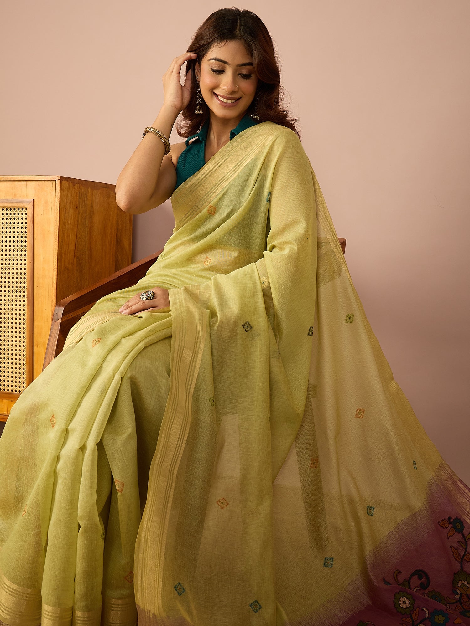 Green Kalamkari Saree