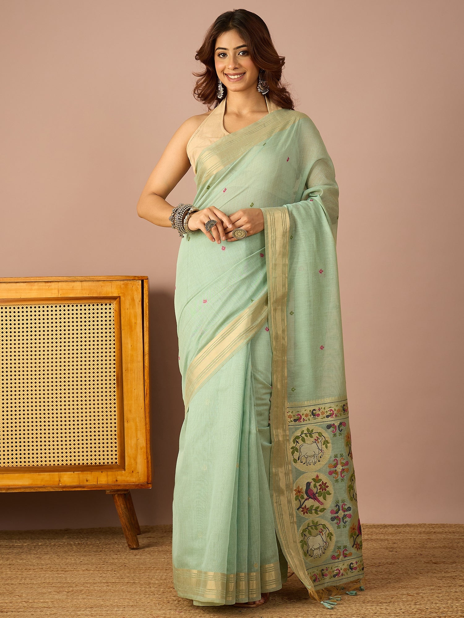 Sea Blue Pichwai Saree