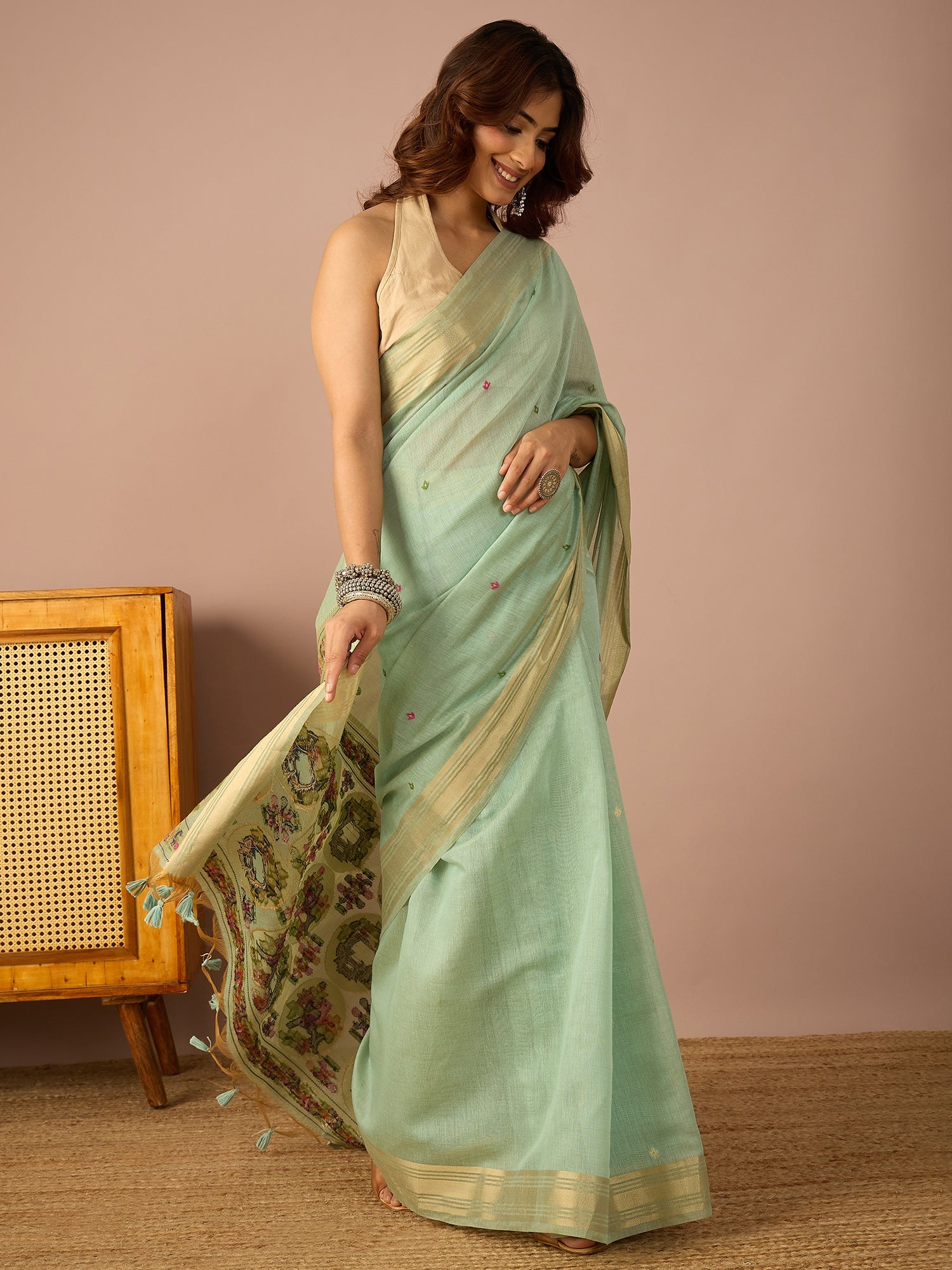 Sea Blue Pichwai Saree