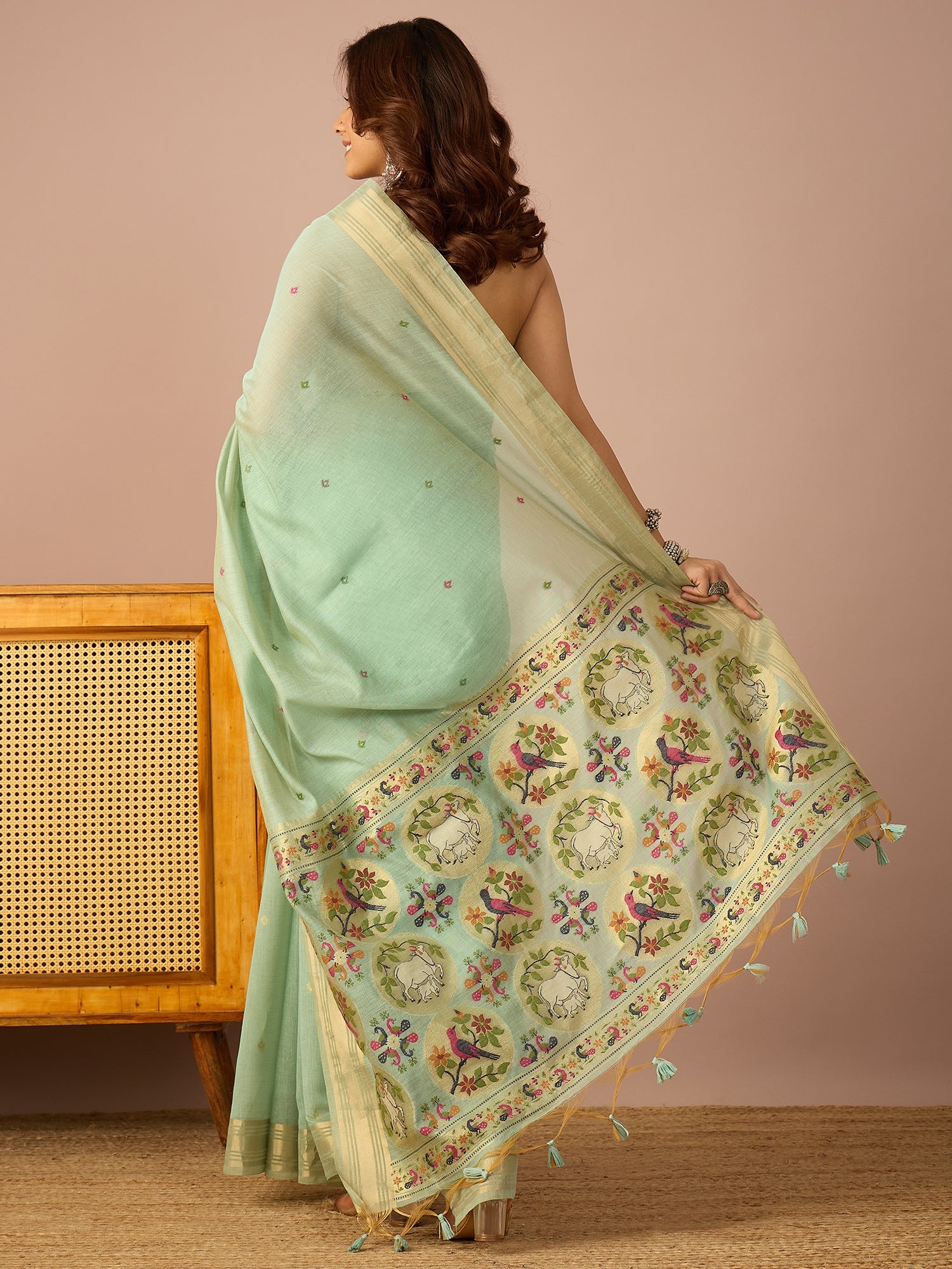 Sea Blue Pichwai Saree