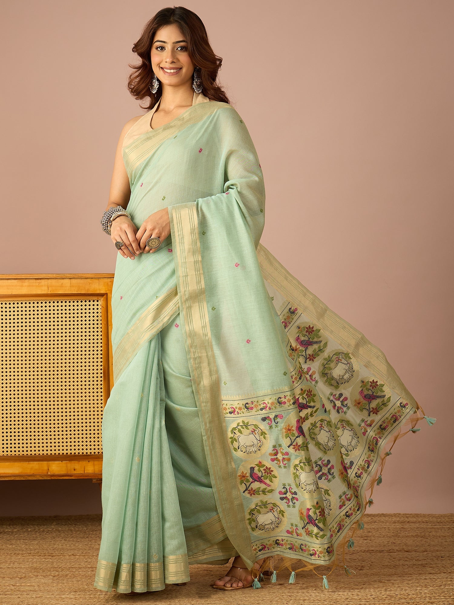 Sea Blue Pichwai Saree