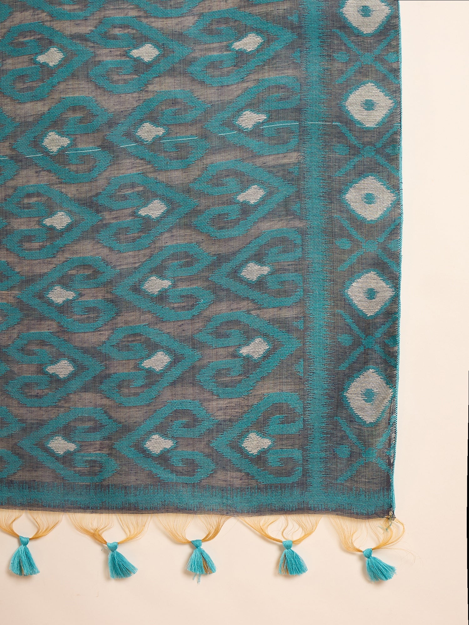Sky Blue Chevron Ikat Saree