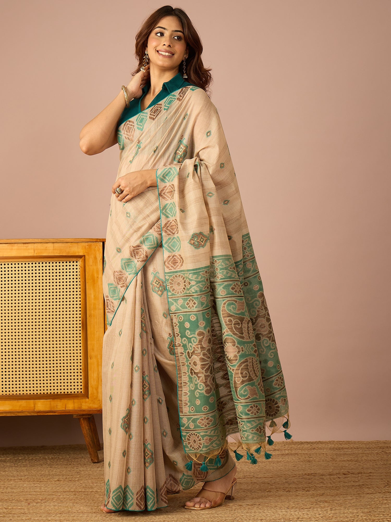 Sea Green Border Kotki Saree