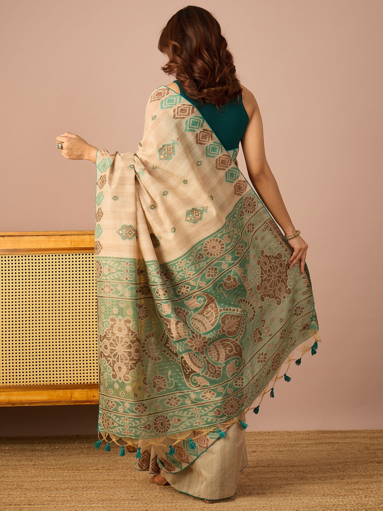 Sea Green Border Kotki Saree