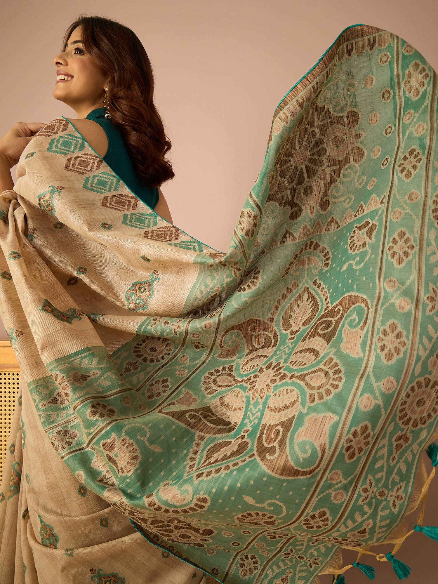 Sea Green Border Kotki Saree