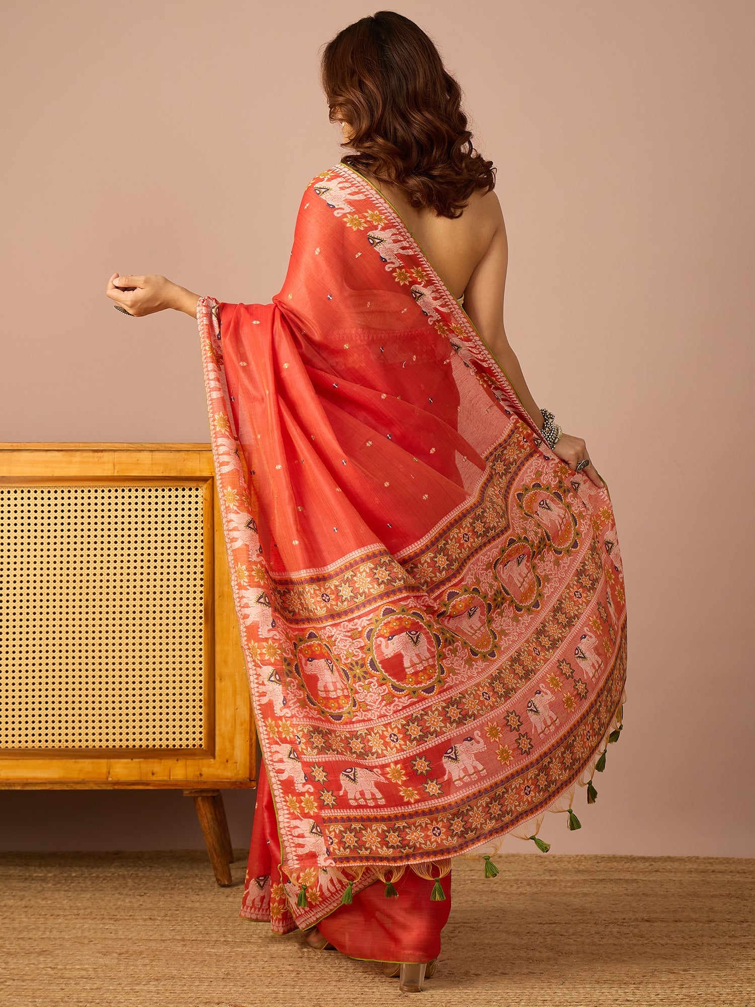Red Banarasi Kora Saree