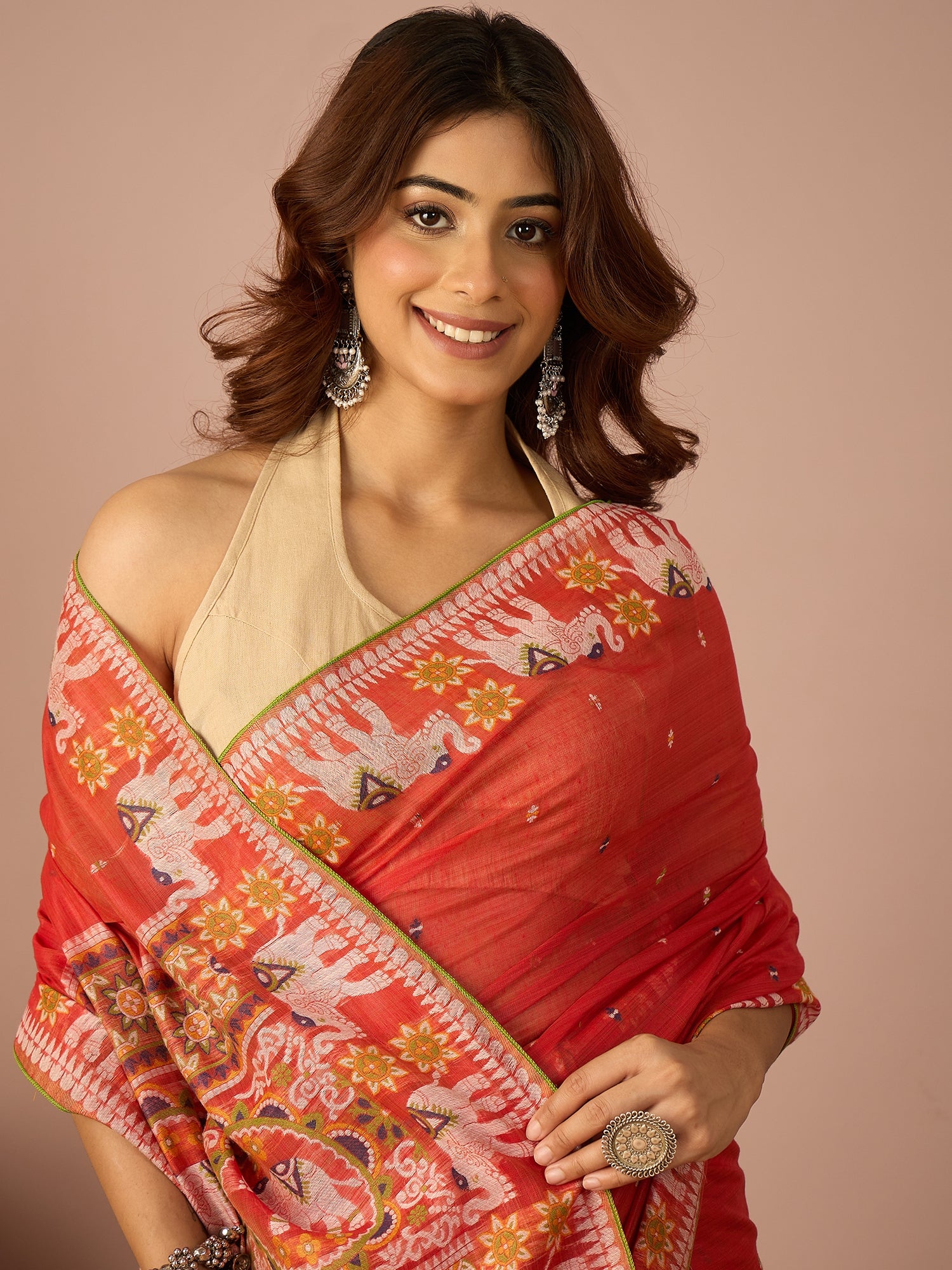 Red Banarasi Kora Saree