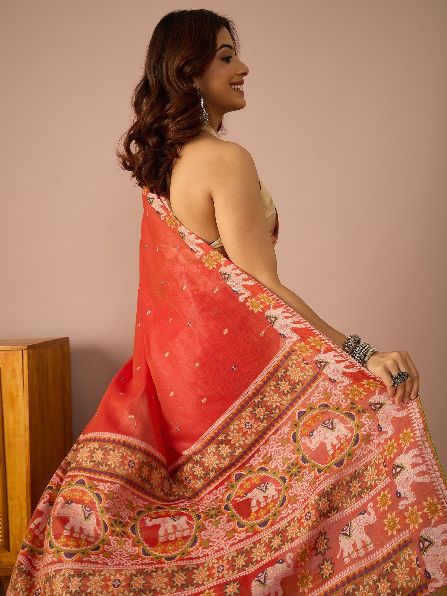 Red Banarasi Kora Saree