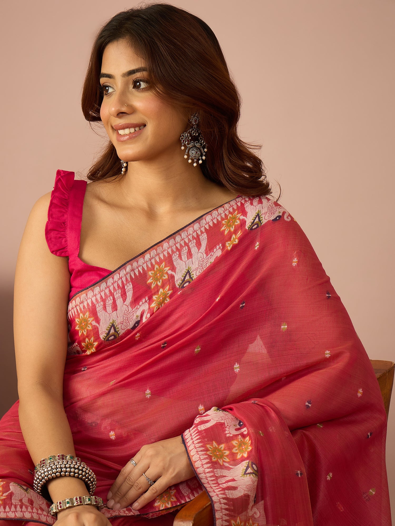 Fuchsia Banarasi Kora Saree