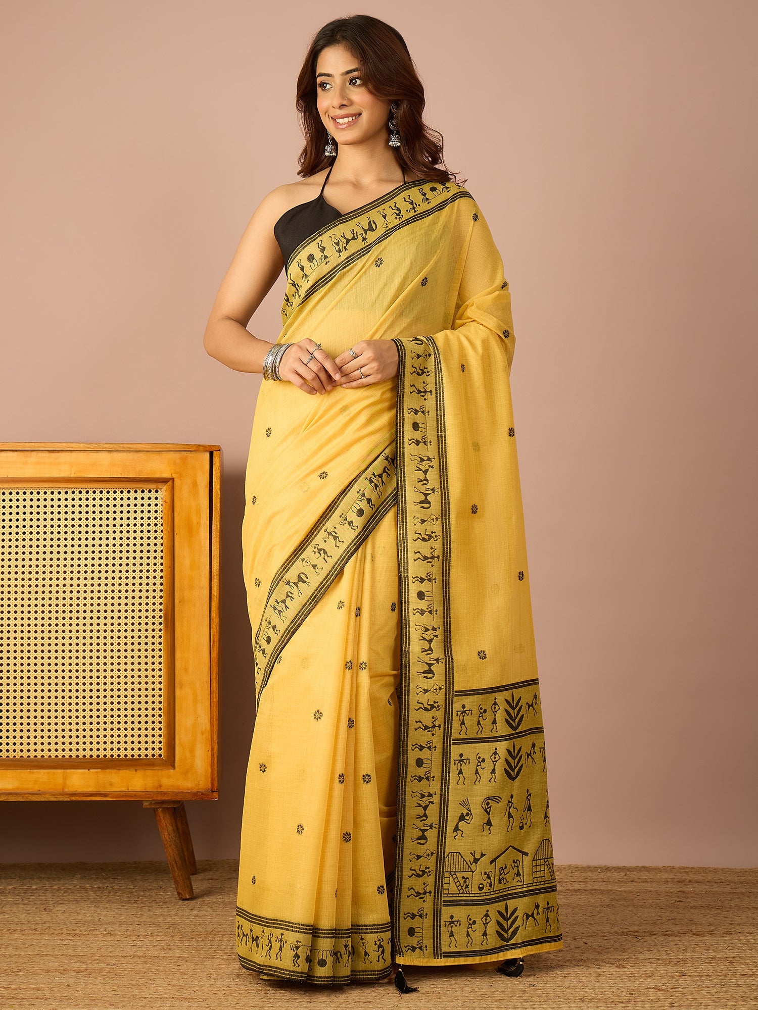 Yellow Warli Art Saree
