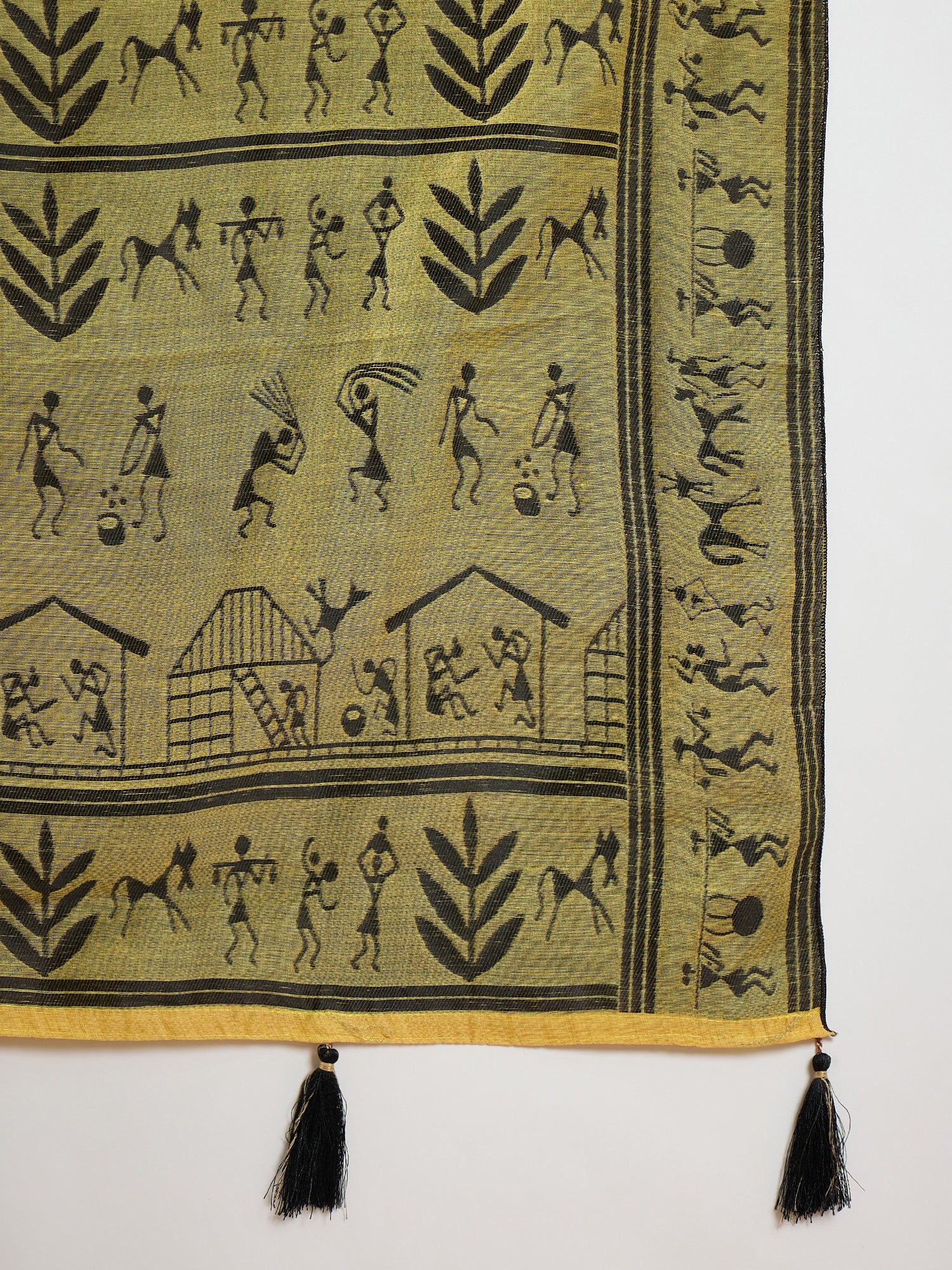 Yellow Warli Art Saree