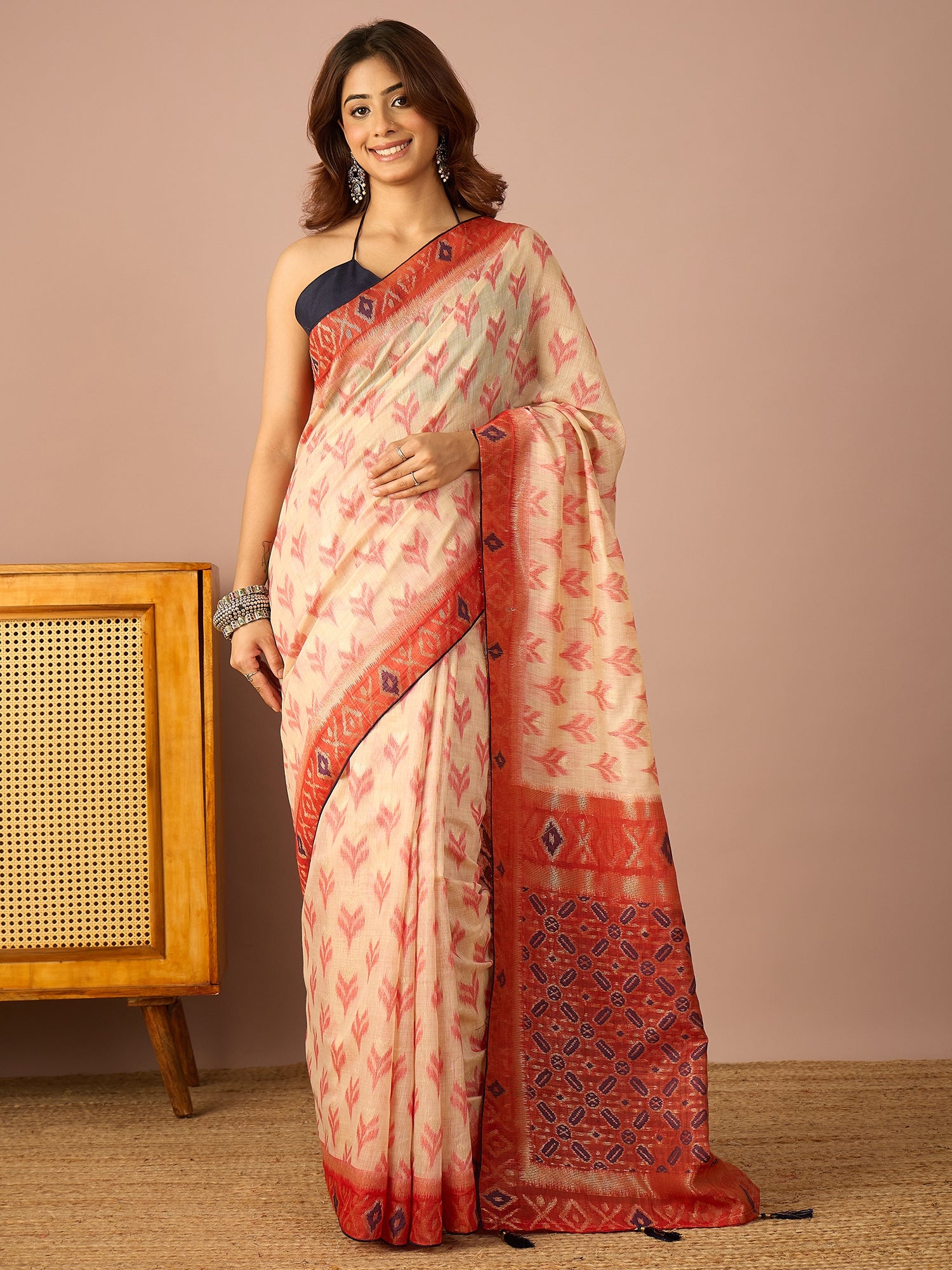 Red Sambalpuri Ikat Saree
