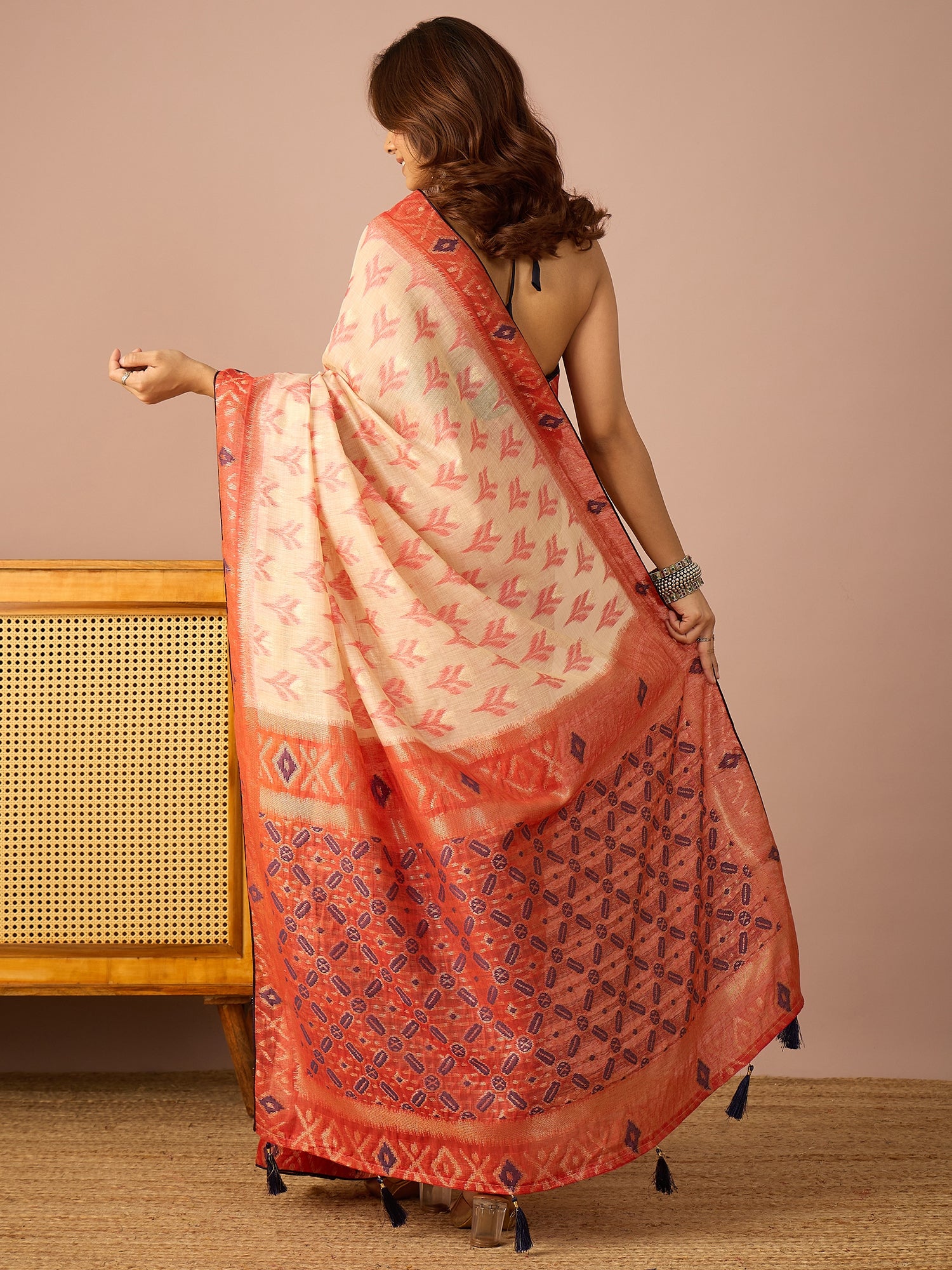 Red Sambalpuri Ikat Saree