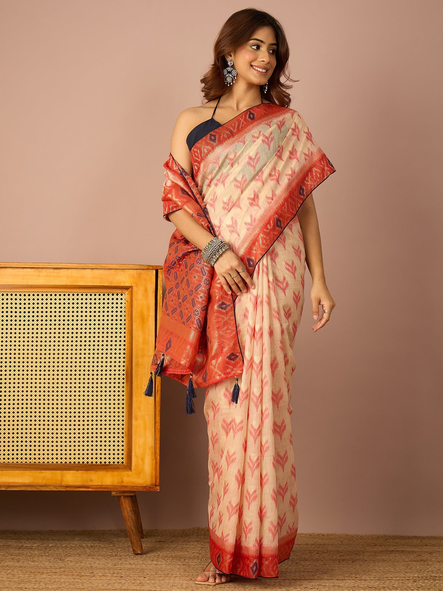 Red Sambalpuri Ikat Saree
