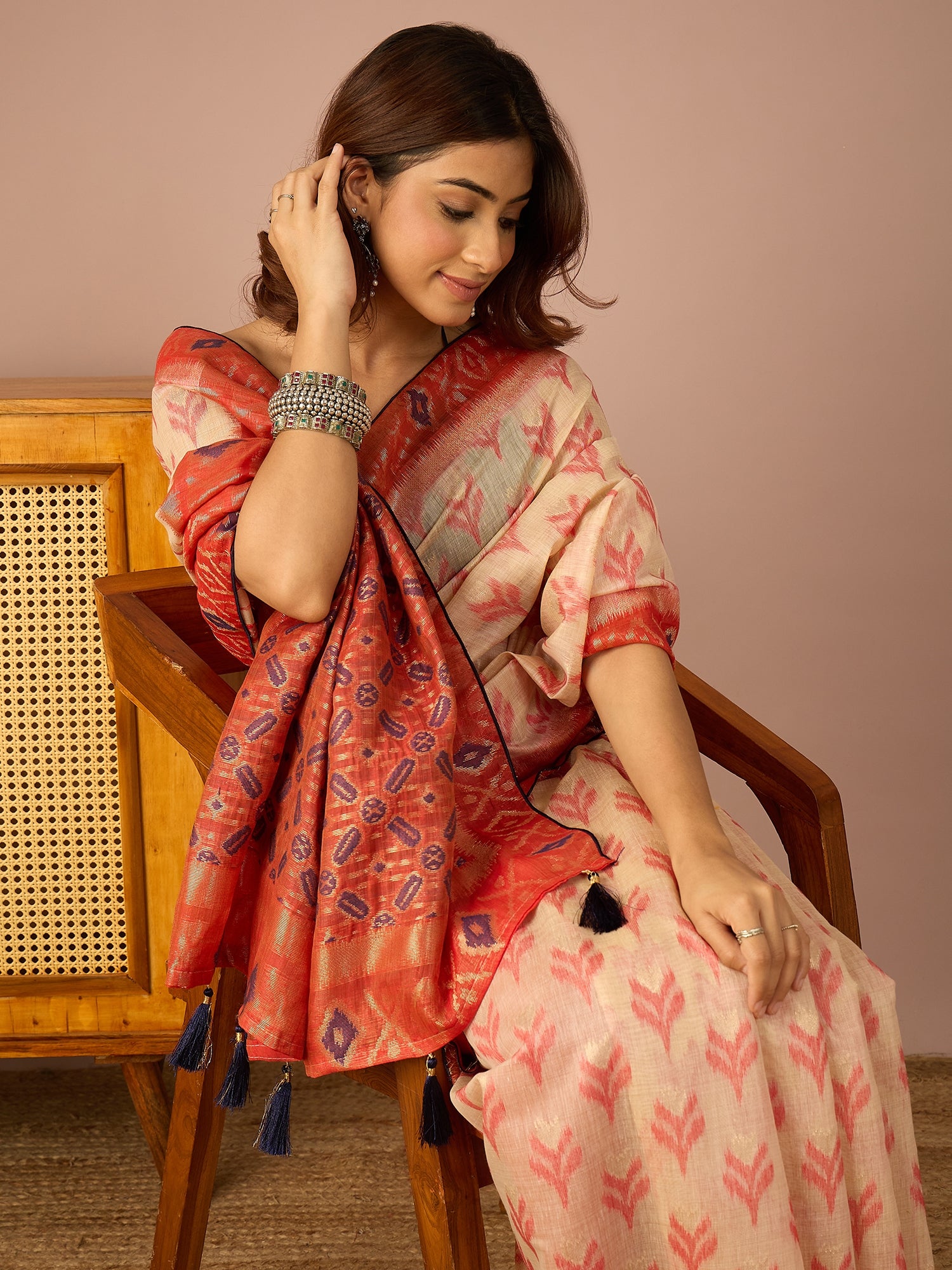 Red Sambalpuri Ikat Saree