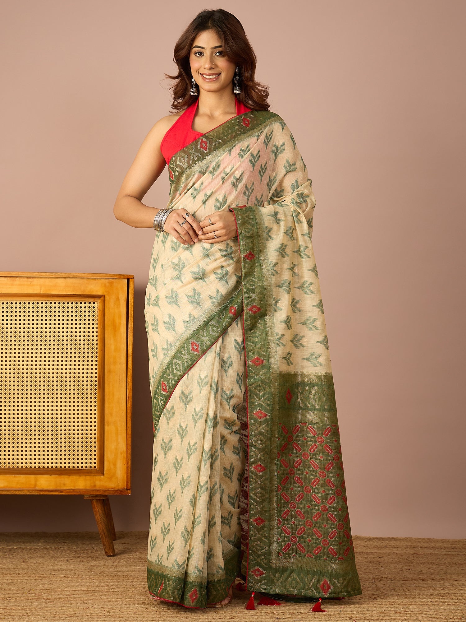 Green Sambalpuri Ikat Saree