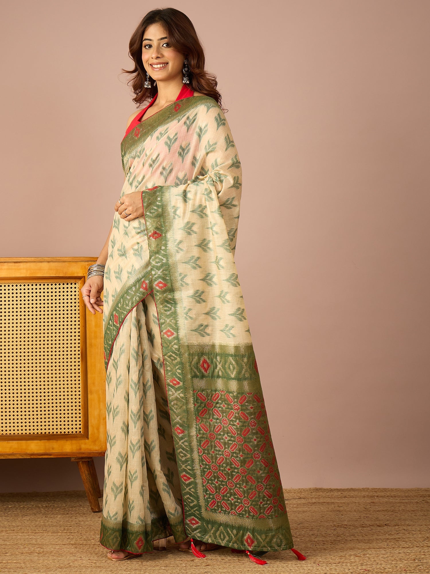 Green Sambalpuri Ikat Saree