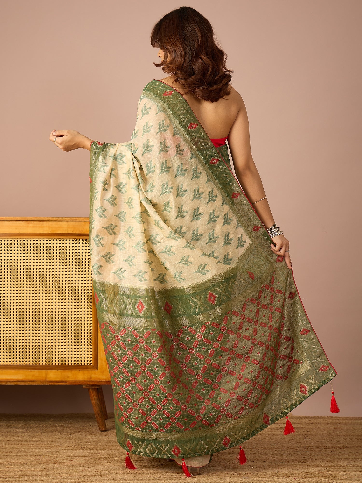 Green Sambalpuri Ikat Saree