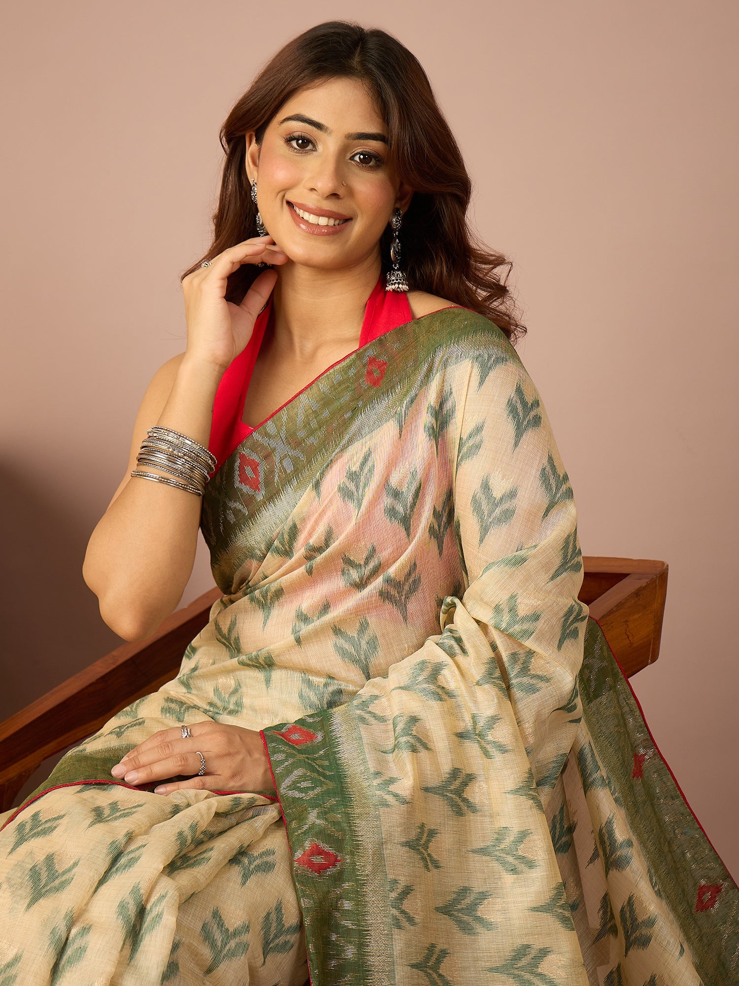 Green Sambalpuri Ikat Saree